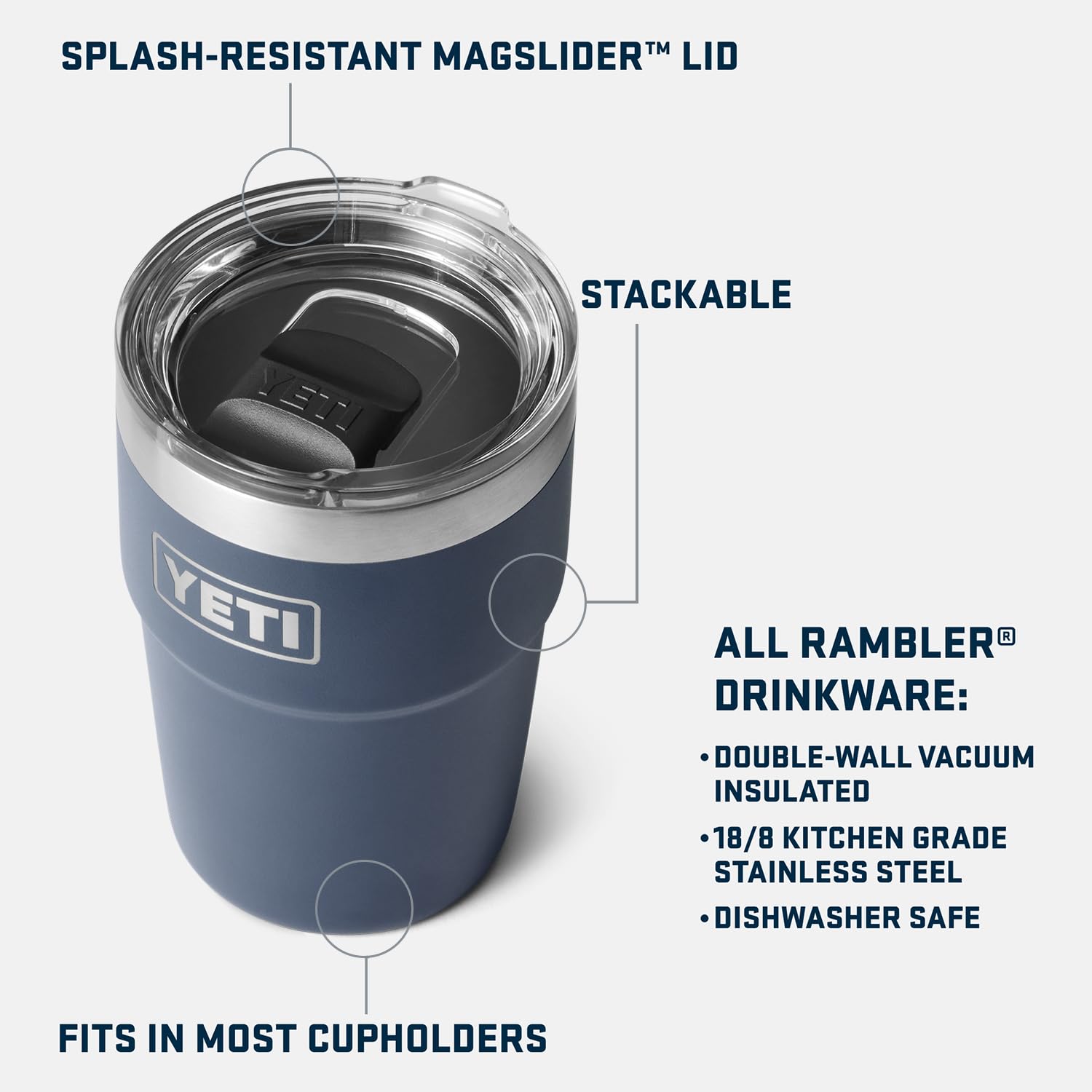 Foto 3 pulgar | Vaso Yeti Rambler Apilable De 473 Ml Con Aislamiento Al Vacío - Venta Internacional.