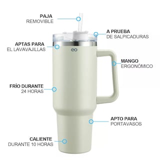 Foto 2 | Language Vaso Térmico De 40oz Acero Inoxidable Eo Safe Imports Esi-9137-1 Blanco