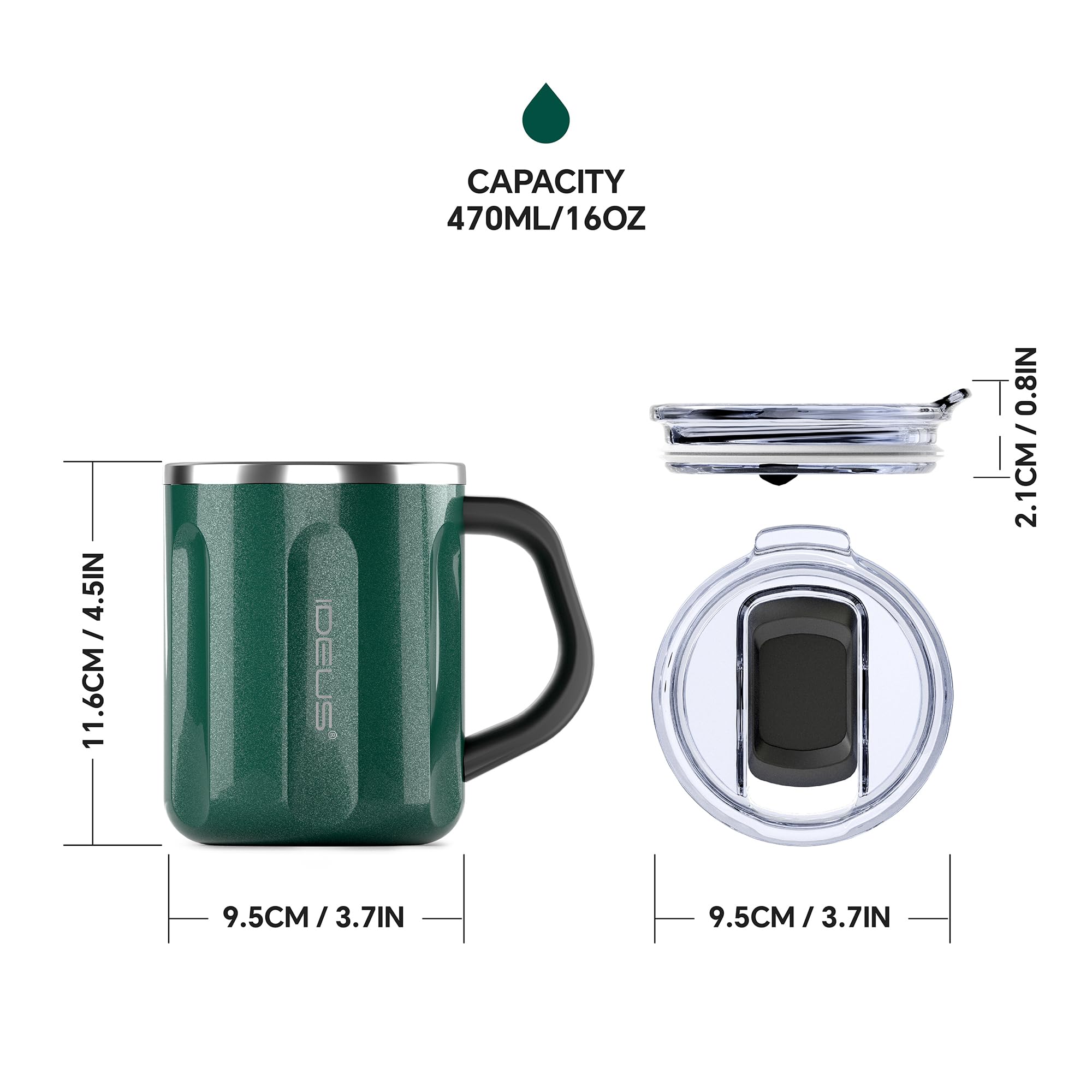 Foto 6 pulgar | Taza De Café Ideus De Acero Inoxidable De 473 Ml Con Tapa A Prueba De Derrames - Venta Internacional.