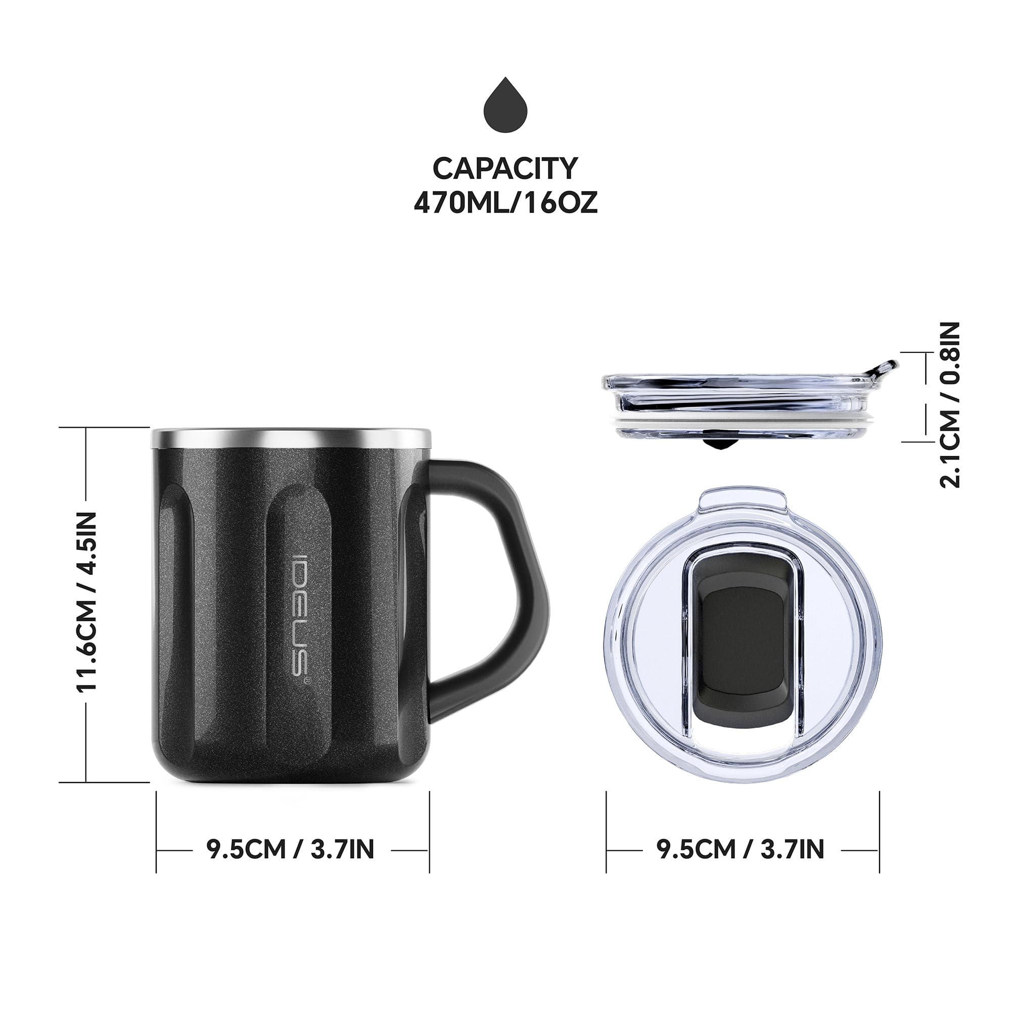 Foto 6 pulgar | Taza De Café Ideus De Acero Inoxidable De 473 Ml Con Asa Y Tapa - Venta Internacional.