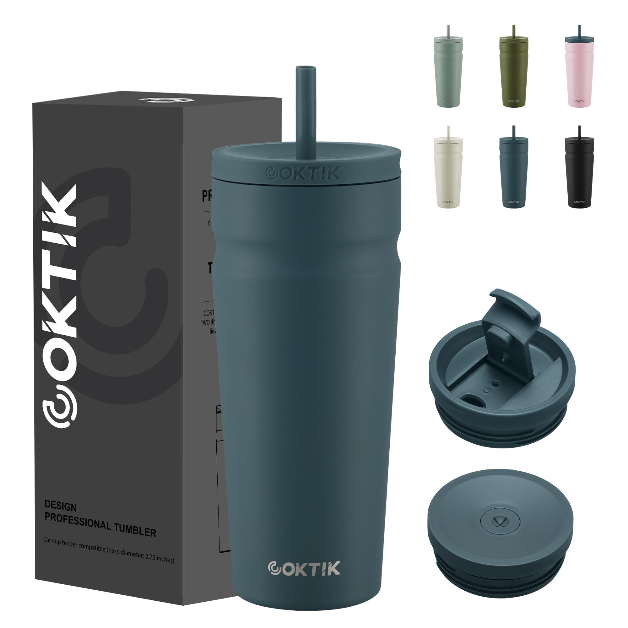 Vaso Aislante Coktik Twilight Fog 710 Ml Con Tapa Y Pajita - Venta Internacional.
