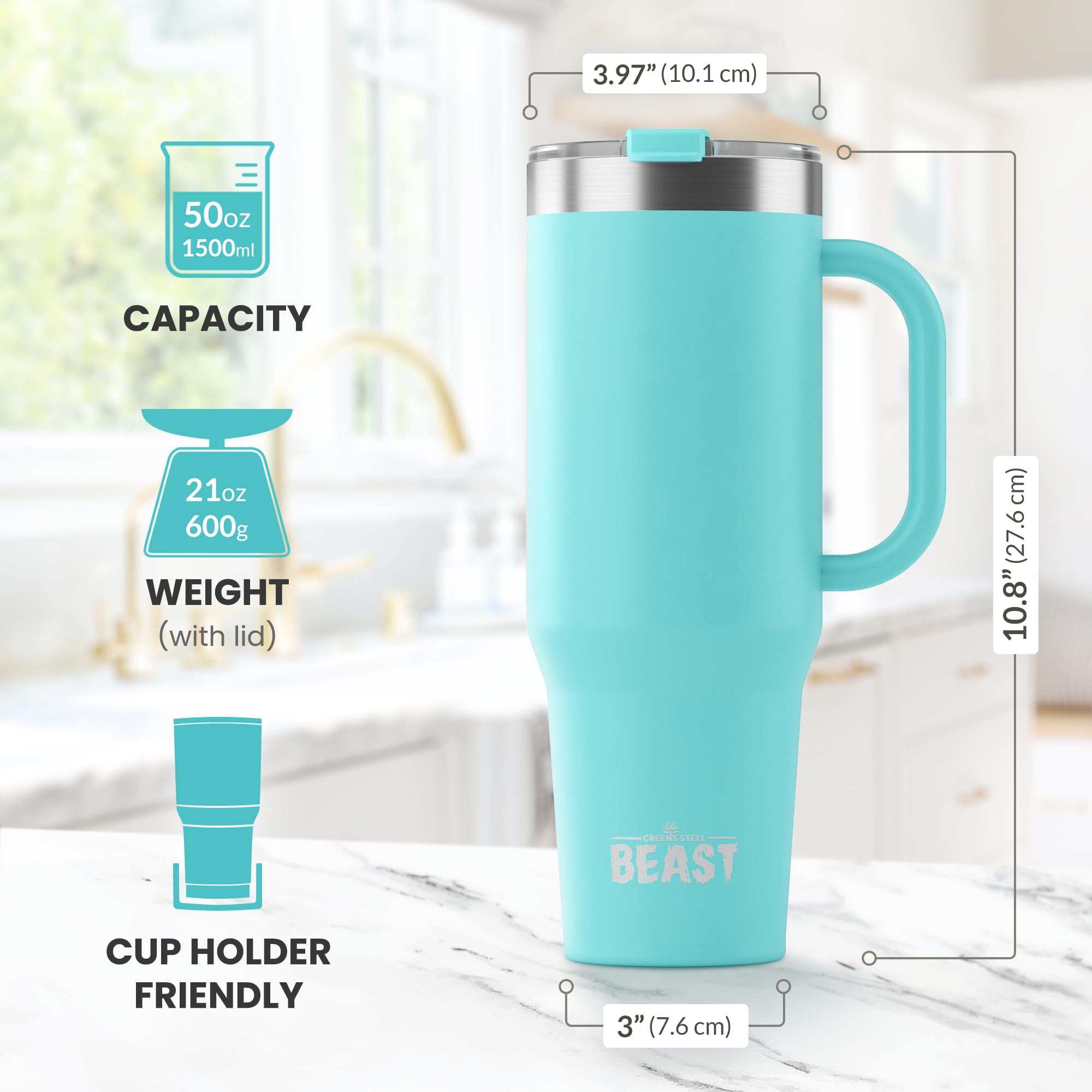 Foto 3 | Aspiradora Tumbler Greens Steel Beast De Acero Inoxidable De 1,5 L - Venta Internacional.