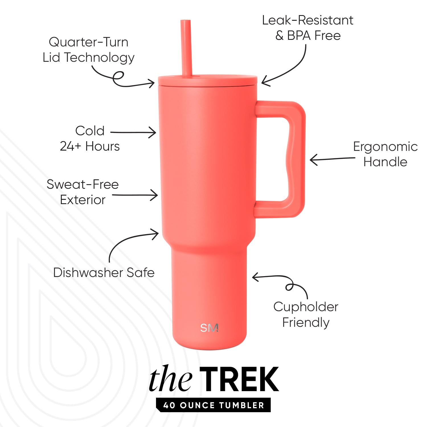 Foto 3 pulgar | Vaso Simple Modern Trek De 1,2 L Con Asa Y Tapa Con Pajita - Venta Internacional.