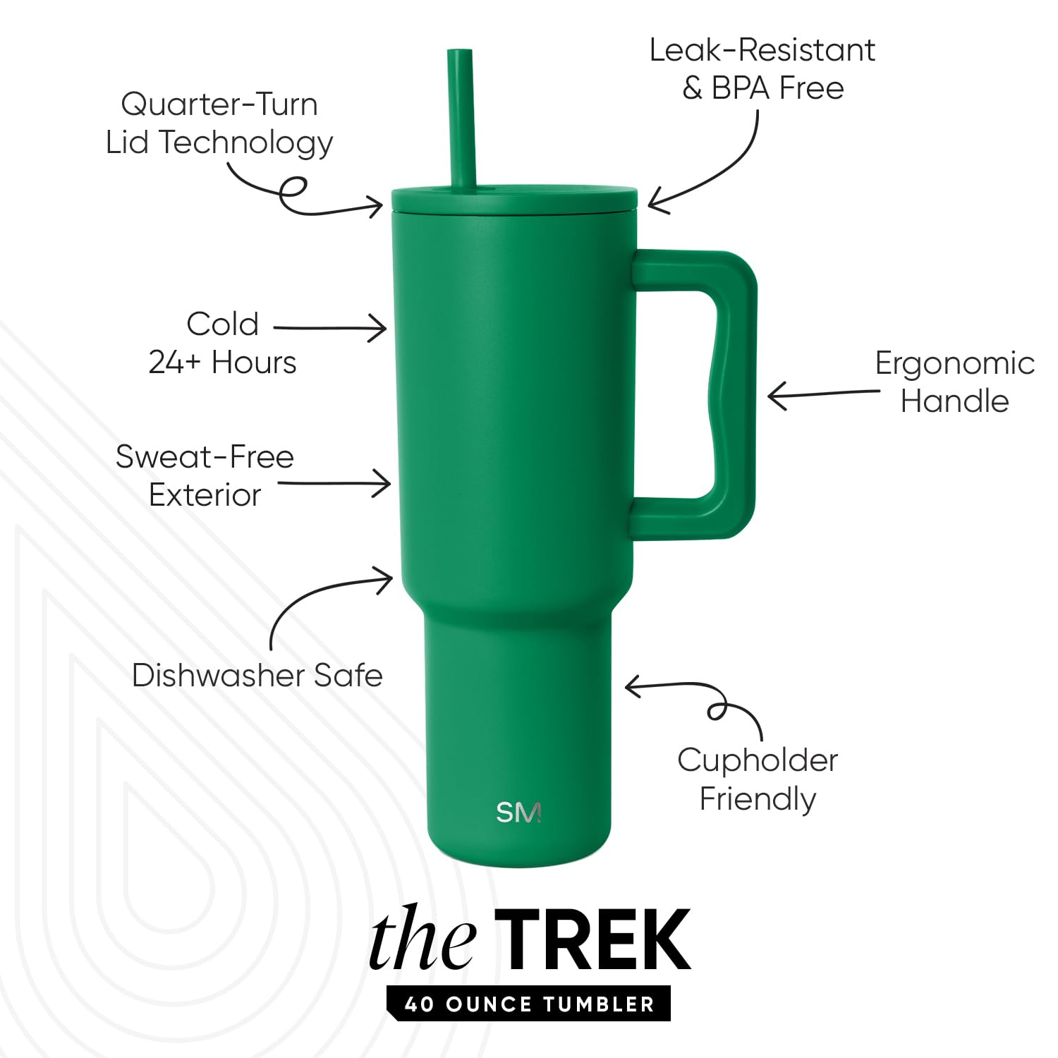 Foto 3 pulgar | Vaso Simple Modern Trek De 1,2 L Con Asa Y Tapa Con Pajita - Venta Internacional.