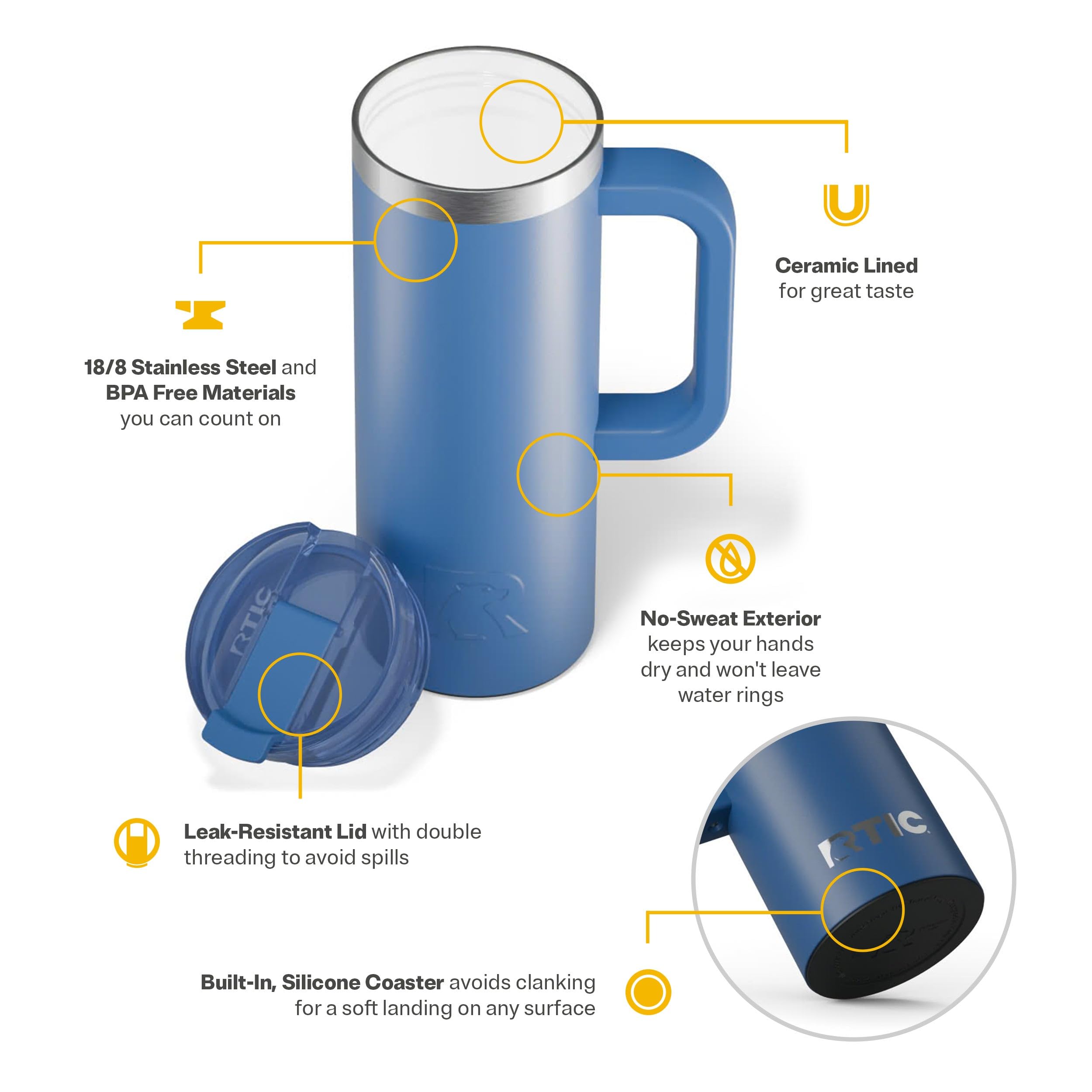 Foto 5 pulgar | Taza De Viaje Rtic Road Trip 600 Ml Con Aislamiento De Acero Inoxidable - Venta Internacional.