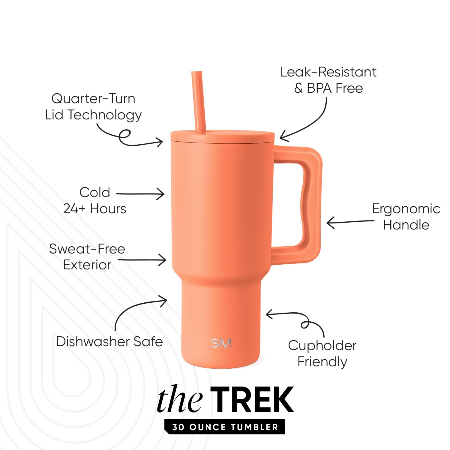 Foto 3 pulgar | Vaso Simple Modern Trek De 30 Onzas Con Asa Y Tapa Con Pajita - Venta Internacional.