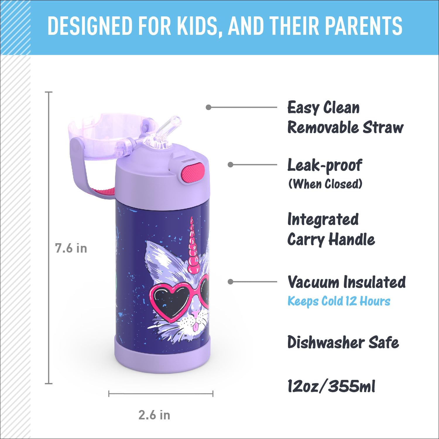 Foto 3 pulgar | Botella De Agua Thermos Funtainer 350 Ml Para Niños De Acero Inoxidable - Venta Internacional.