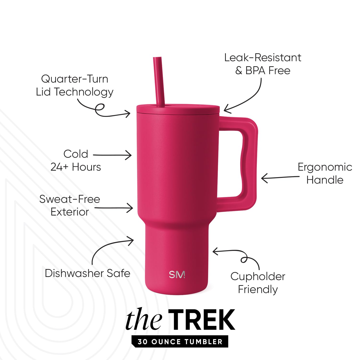 Foto 3 pulgar | Vaso Simple Modern Trek De 30 Onzas Con Asa Y Tapa Con Pajita - Venta Internacional.