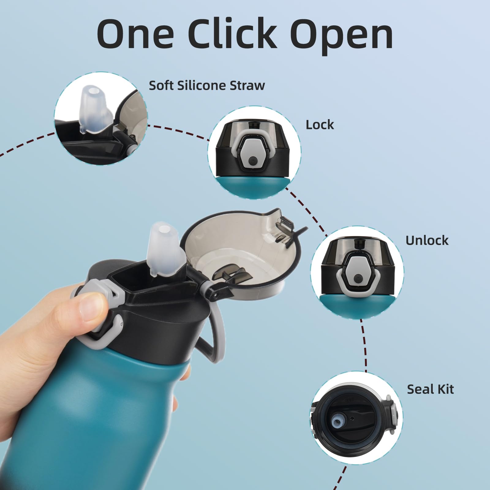 Foto 4 pulgar | Botella De Agua Bjpkpk Con Aislamiento De Acero Inoxidable, 750 Ml, Color Índigo - Venta Internacional.
