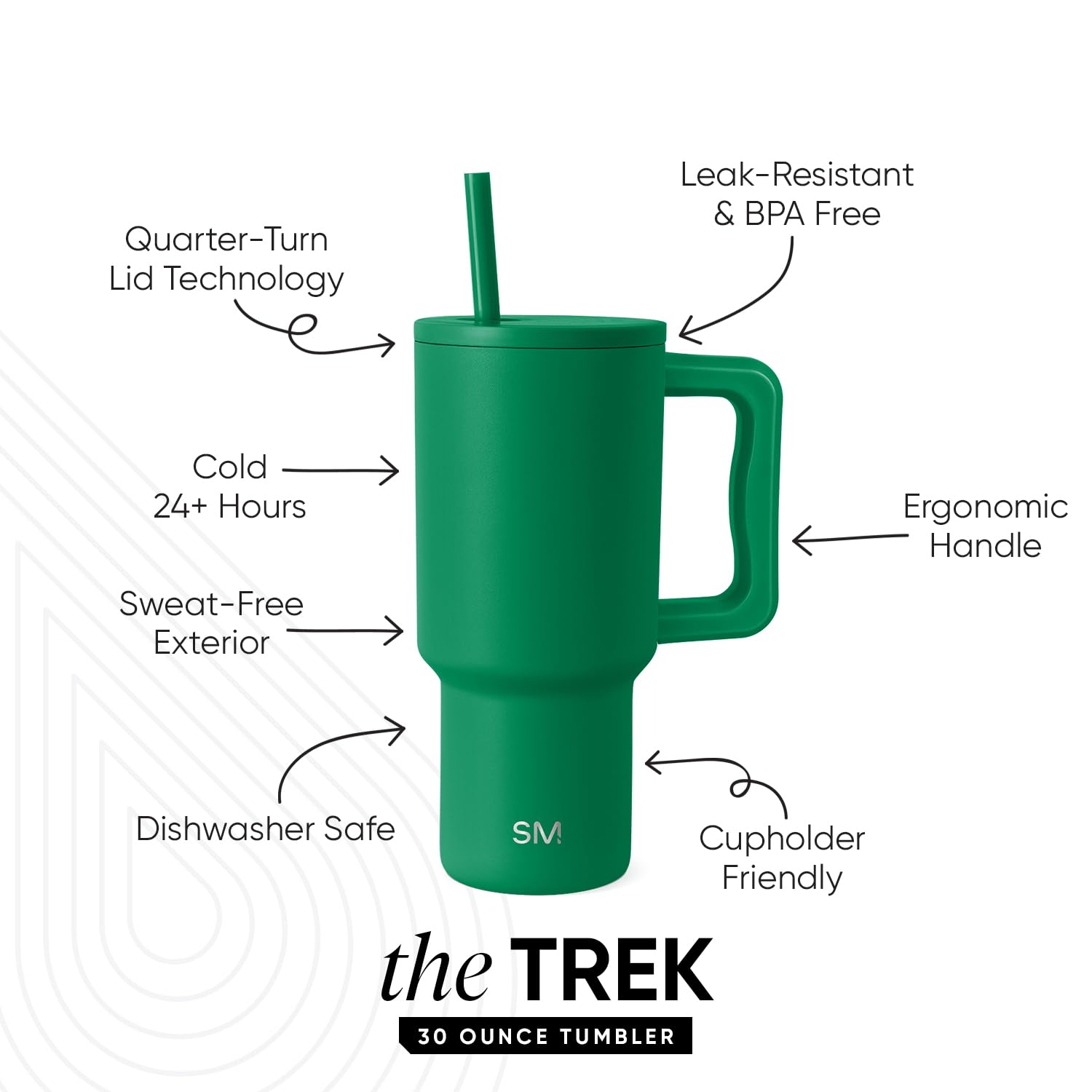 Foto 3 pulgar | Vaso Simple Modern Trek De 30 Onzas Con Asa Y Tapa Con Pajita - Venta Internacional.