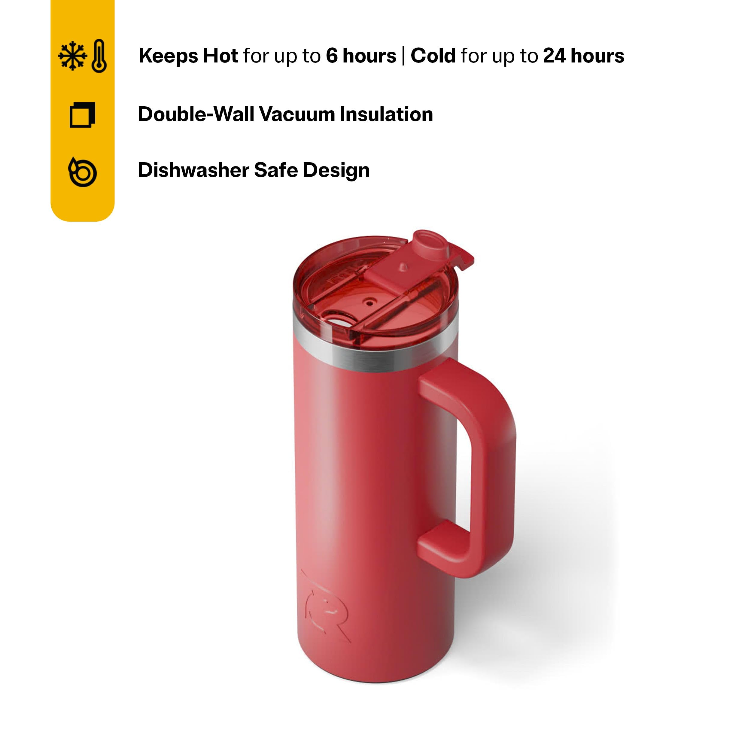 Foto 4 pulgar | Taza De Viaje Rtic Road Trip 600 Ml Con Bandera De Acero Inoxidable, Color Rojo - Venta Internacional.