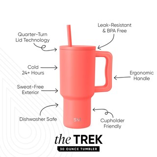 Foto 2 | Vaso Simple Modern Trek De 30 Onzas Con Asa Y Tapa Con Pajita - Venta Internacional.