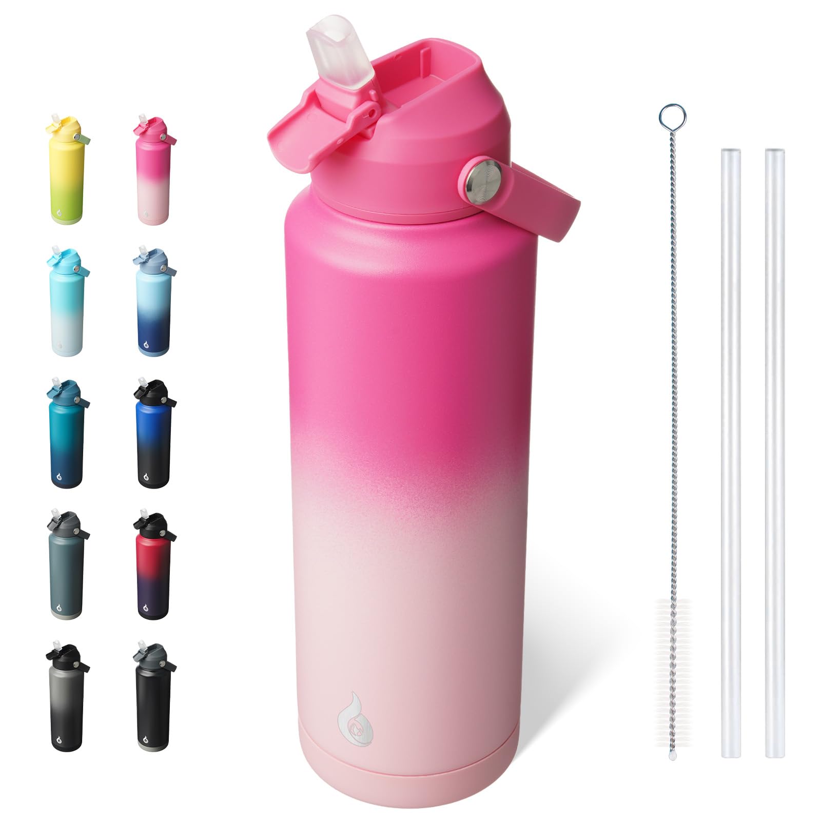 Botella De Agua Bjpkpk Con Aislamiento De 1,2 Litros Con Tapa De Pajita De Acero Inoxidable - Venta Internacional.