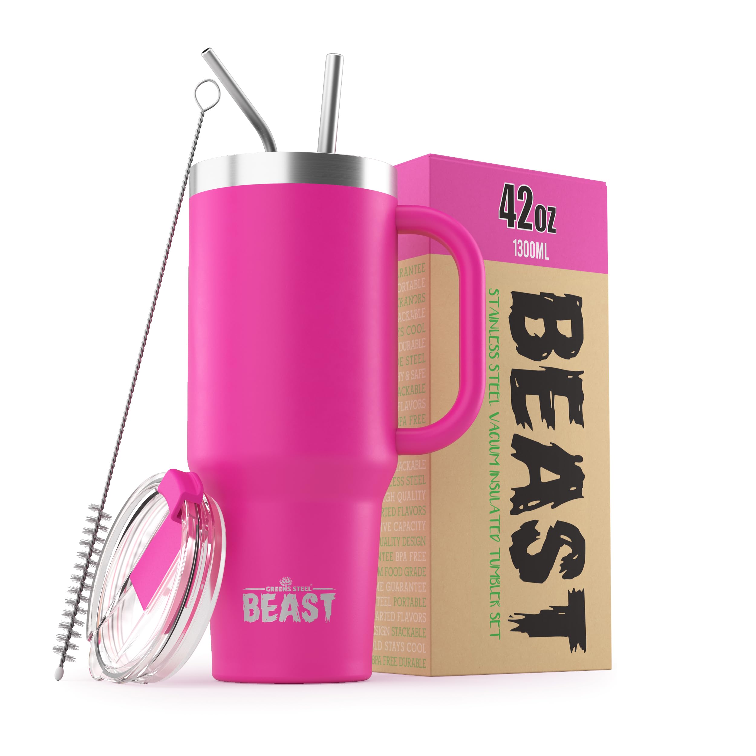 Foto 2 pulgar | Termo de Acero Inoxidable Tumbler Greens Steel Beast 1250 ml Rosa - Venta Internacional
