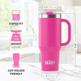 Foto 3 | Termo de Acero Inoxidable Tumbler Greens Steel Beast 1250 ml Rosa - Venta Internacional