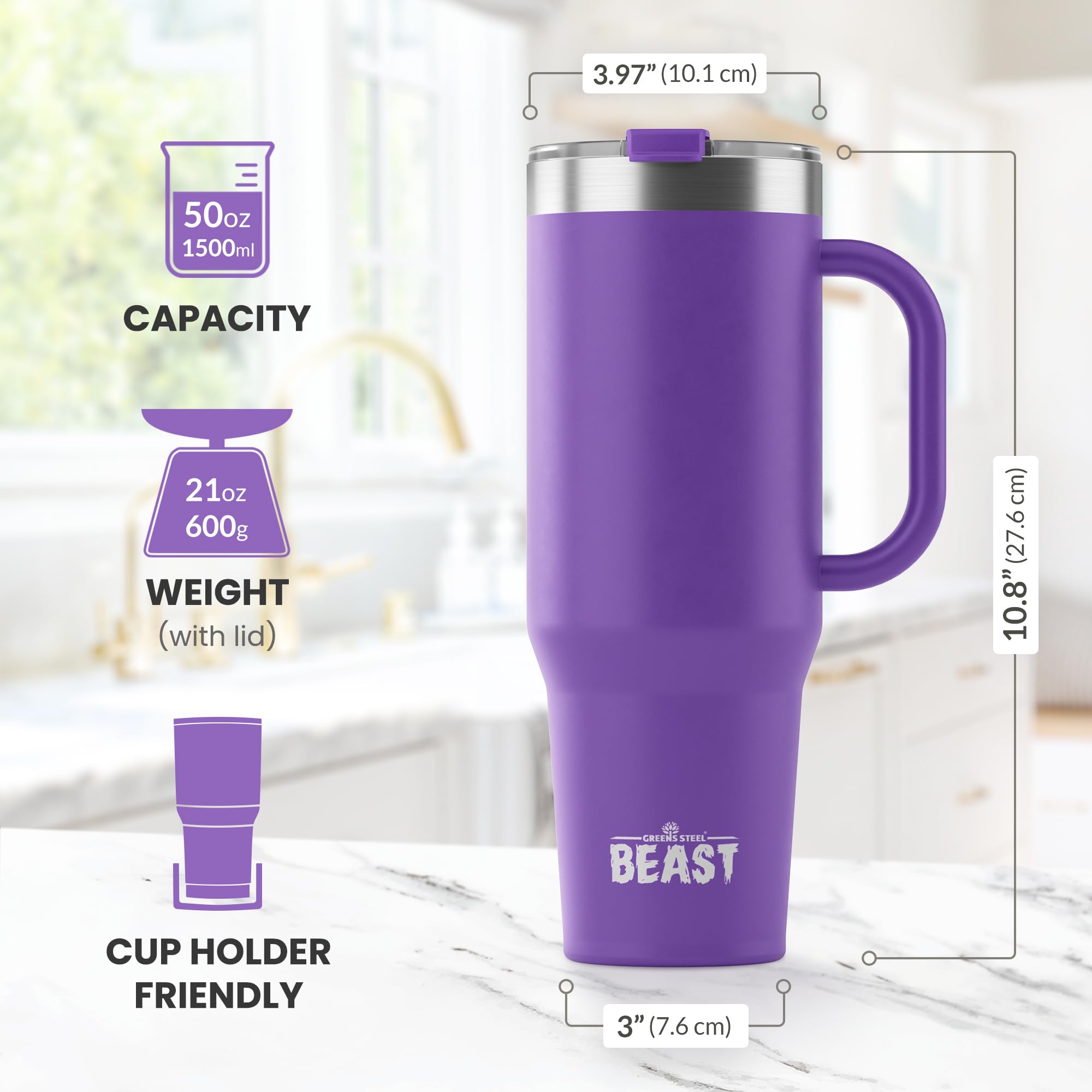 Foto 4 pulgar | Termo Greens Steel Beast de Acero Inoxidable 1,5 L- Venta Internacional