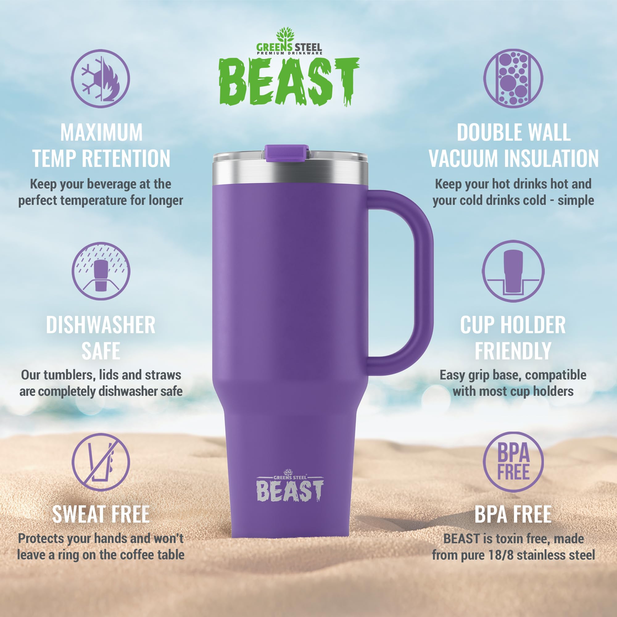Foto 5 pulgar | Termo Greens Steel Beast de Acero Inoxidable 1,5 L- Venta Internacional