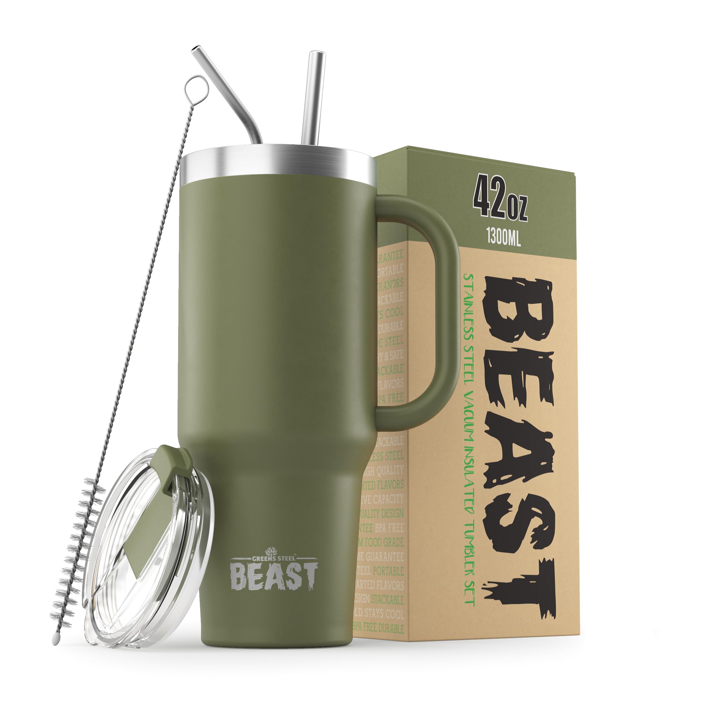 Foto 2 pulgar | Termo Greens Steel Beast de Acero Inoxidable 1250 ml Verde Militar - Venta Internacional