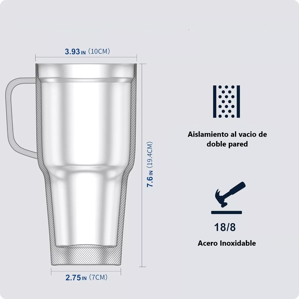 Foto 3 pulgar | Vasos Térmico 30oz Termo Taza Acero Inoxidable Botellas Agua Eo Safe Imports Esi-14236-1 Azul