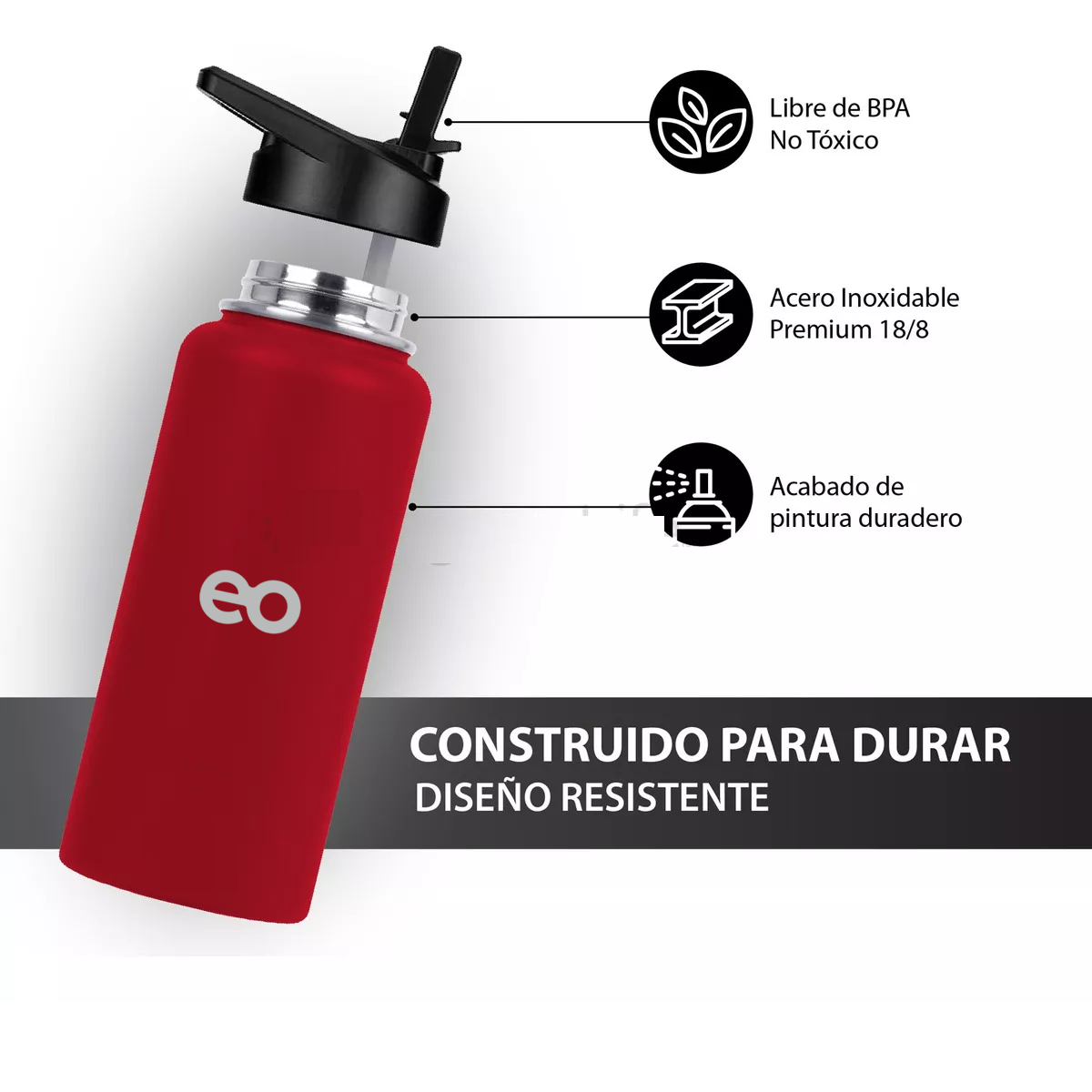 Foto 3 pulgar | Termo Para Café Y Agua 3 Tapas 32 Oz 950 Ml Eo Safe Imports Esi-12695-1 Rojo