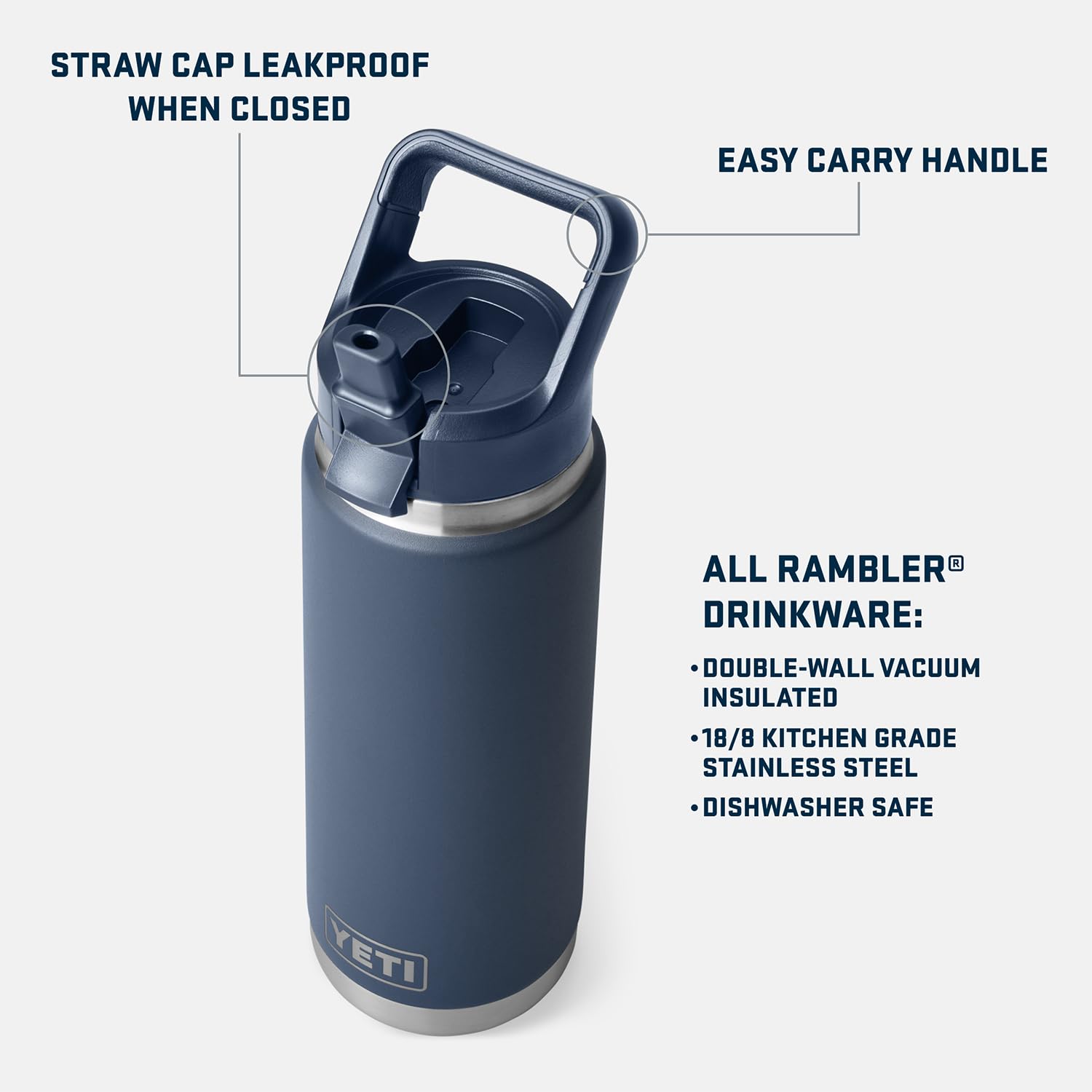 Foto 3 pulgar | Botella Yeti Rambler 770 Ml Con Aislamiento Al Vacío Y Tapón Con Pajita - Venta Internacional.
