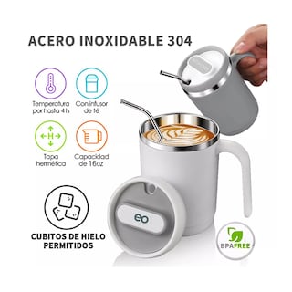 Foto 2 | Taza De Café De Acero Inoxidable De 500ml Con Asa Eo Safe Imports Esi-14194--1 Gris