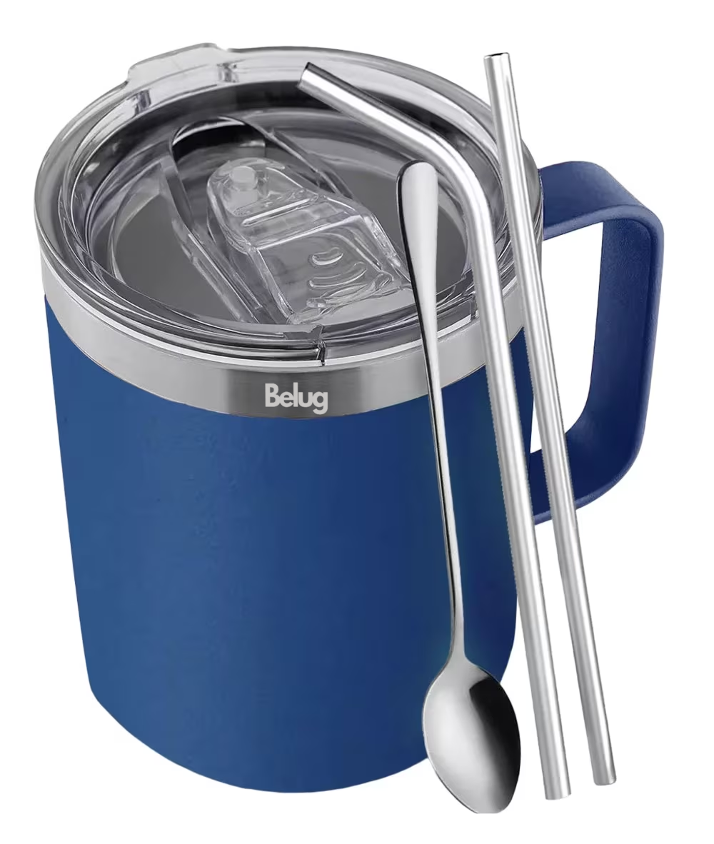 Vaso Térmico De Acero Inoxidable 12 Oz Portátil Belug Azul Marino