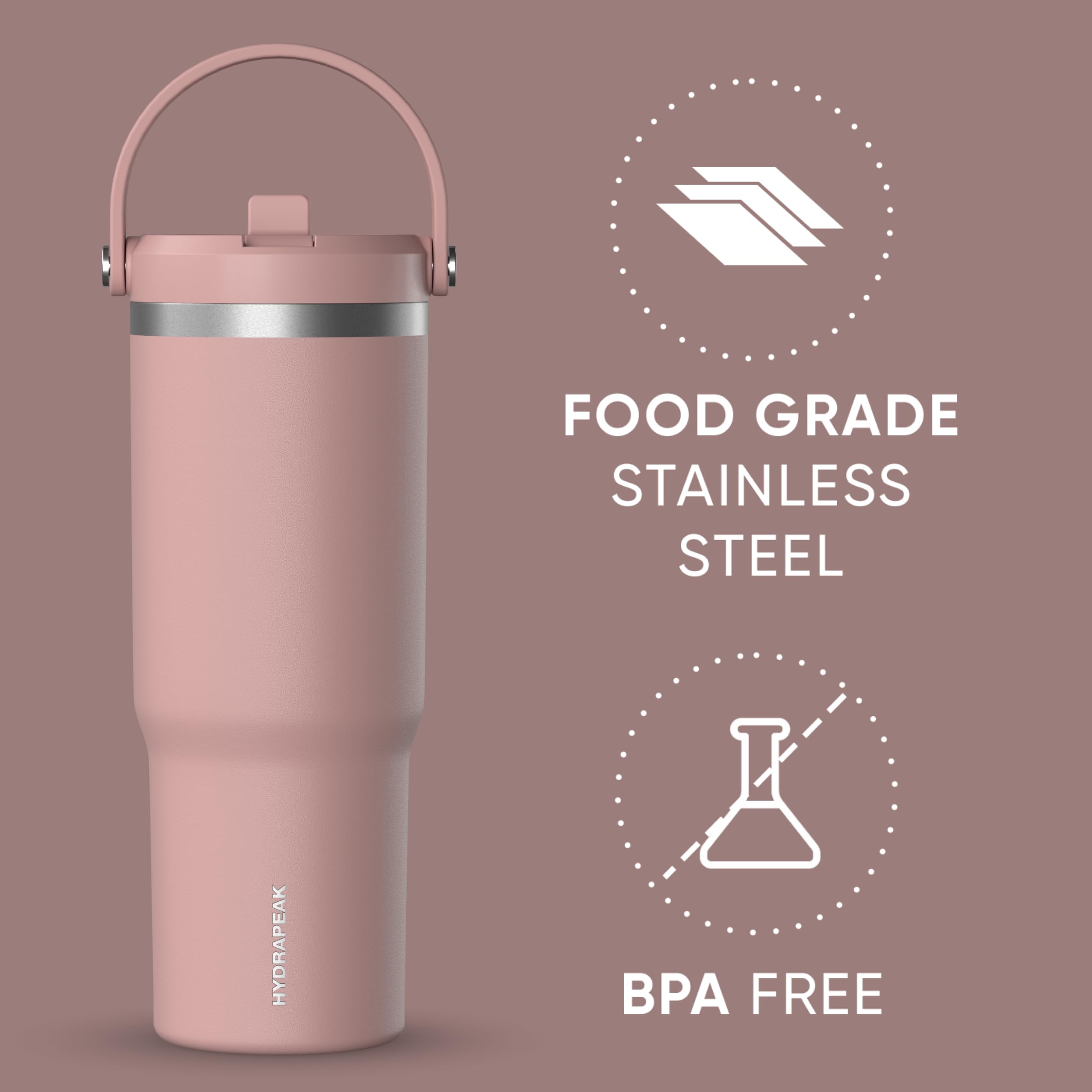 Foto 4 pulgar | Vaso Hydrapeak Nomad De 950 Ml Con Asa Y Tapa Con Pajita, Palisandro - Venta Internacional.