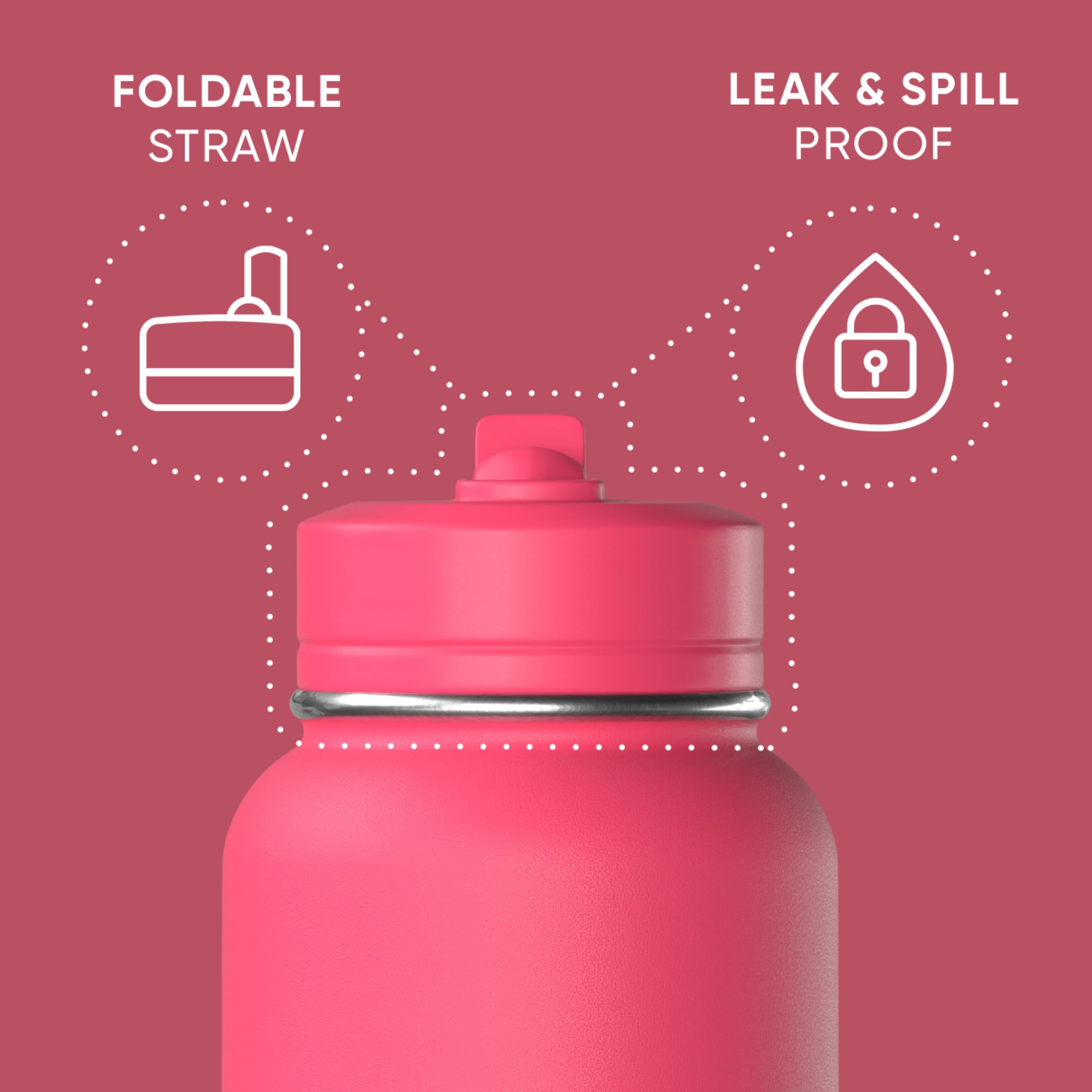 Foto 3 pulgar | Botella De Agua Hydrapeak Sport Con Aislamiento De 950 Ml, Color Rosa Intenso - Venta Internacional.