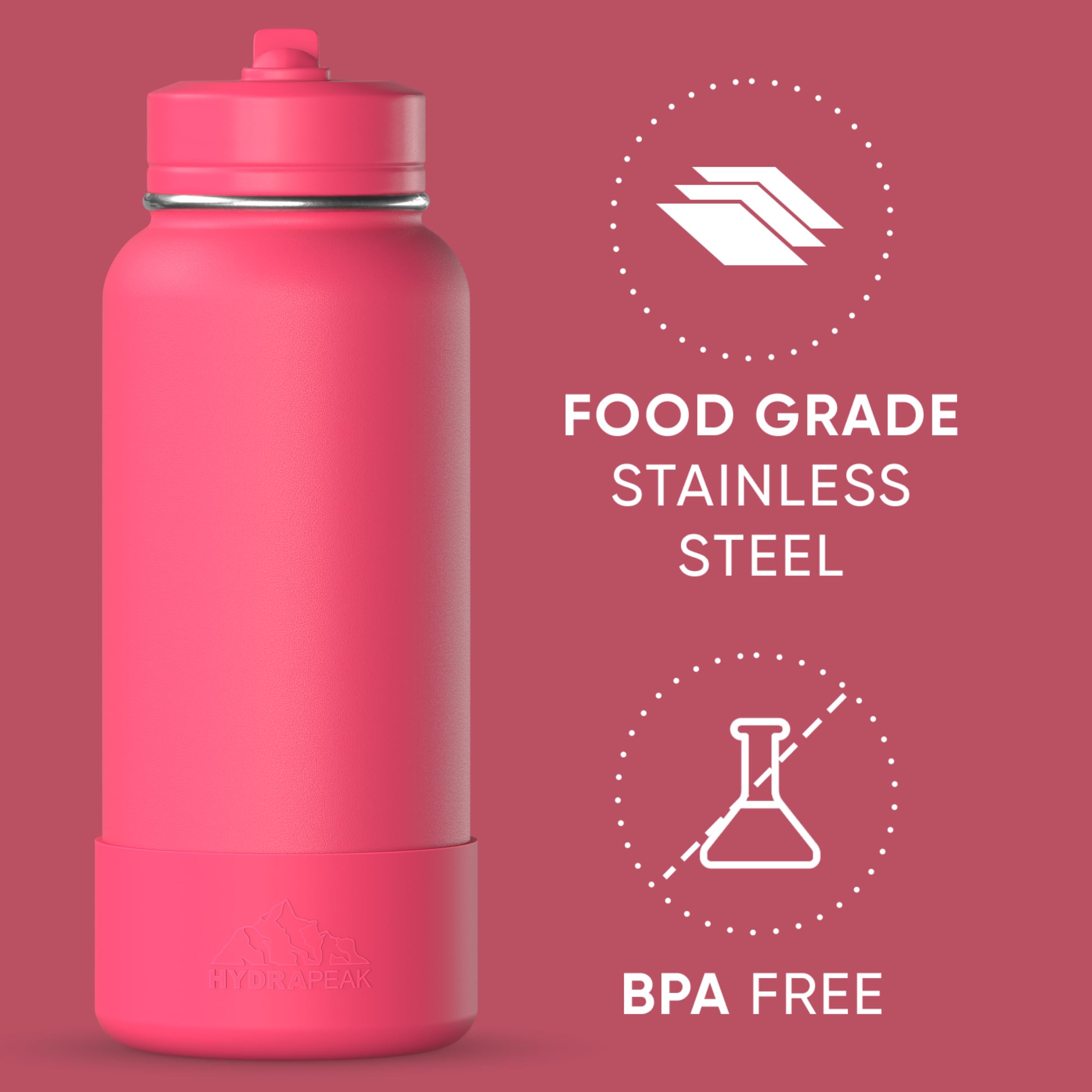Foto 4 pulgar | Botella De Agua Hydrapeak Sport Con Aislamiento De 950 Ml, Color Rosa Intenso - Venta Internacional.
