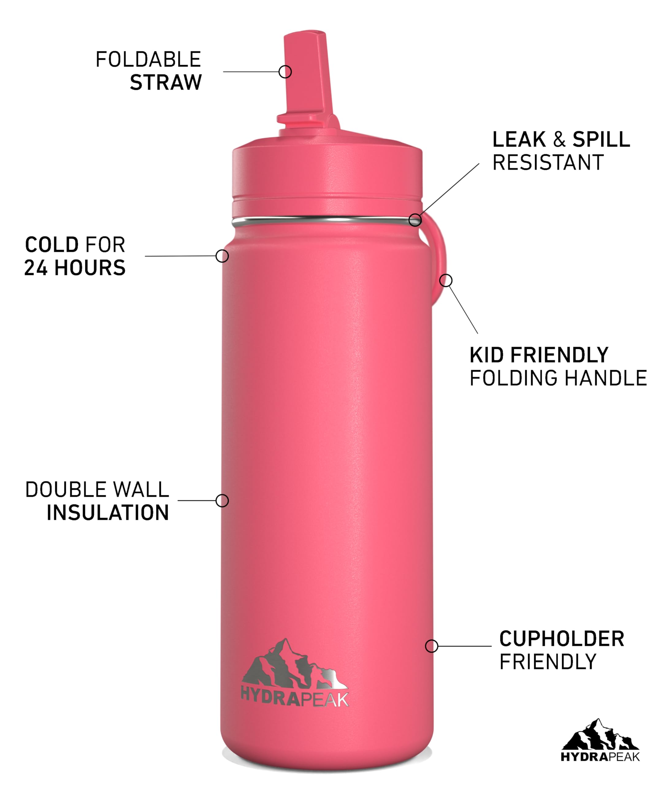 Foto 3 pulgar | Botella De Agua Hydrapeak Mini De Acero Inoxidable Para Niños De 600 Ml - Venta Internacional.