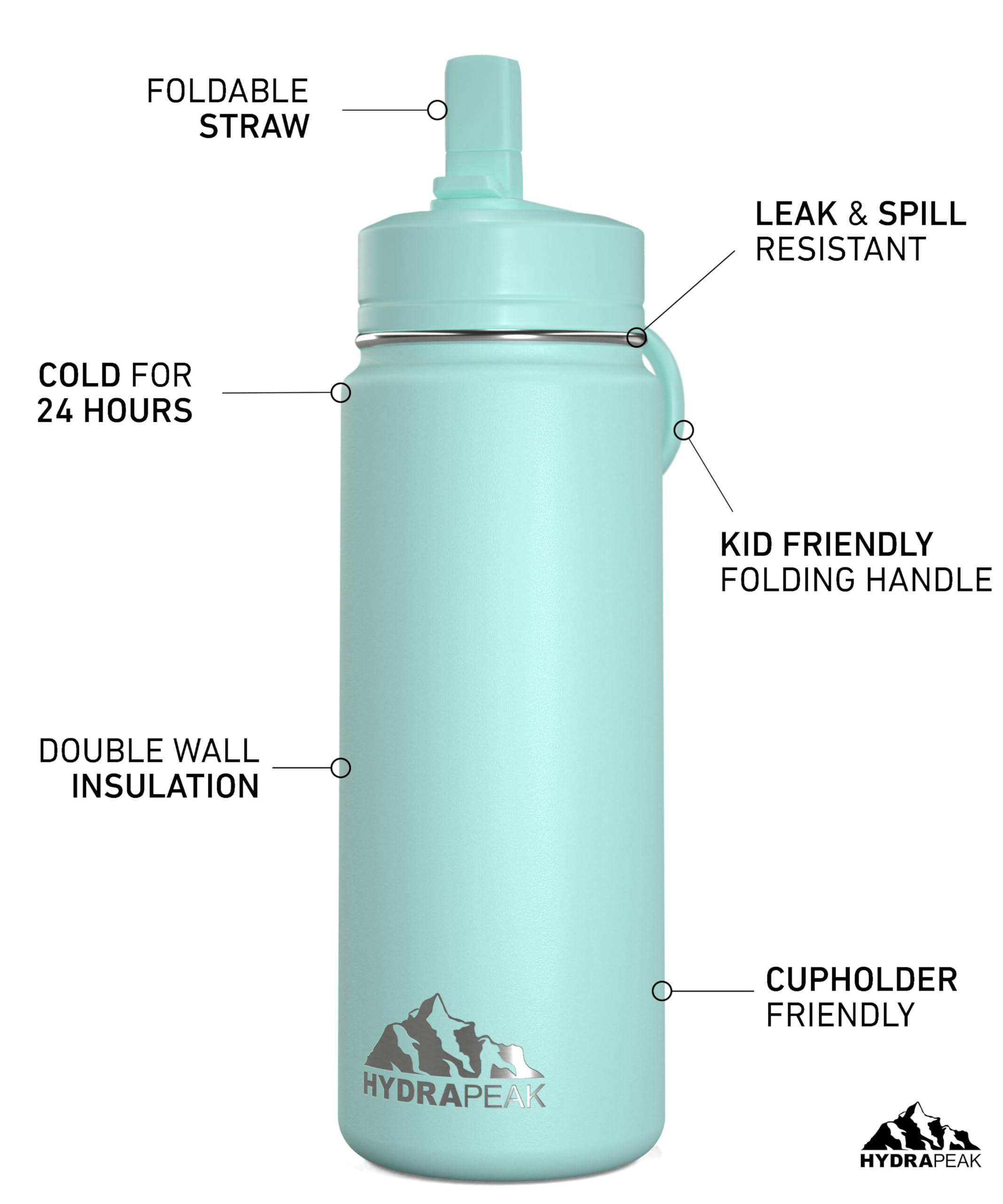 Foto 3 pulgar | Botella De Agua Hydrapeak Mini De 600 Ml Para Niños De Acero Inoxidable Alpine - Venta Internacional.