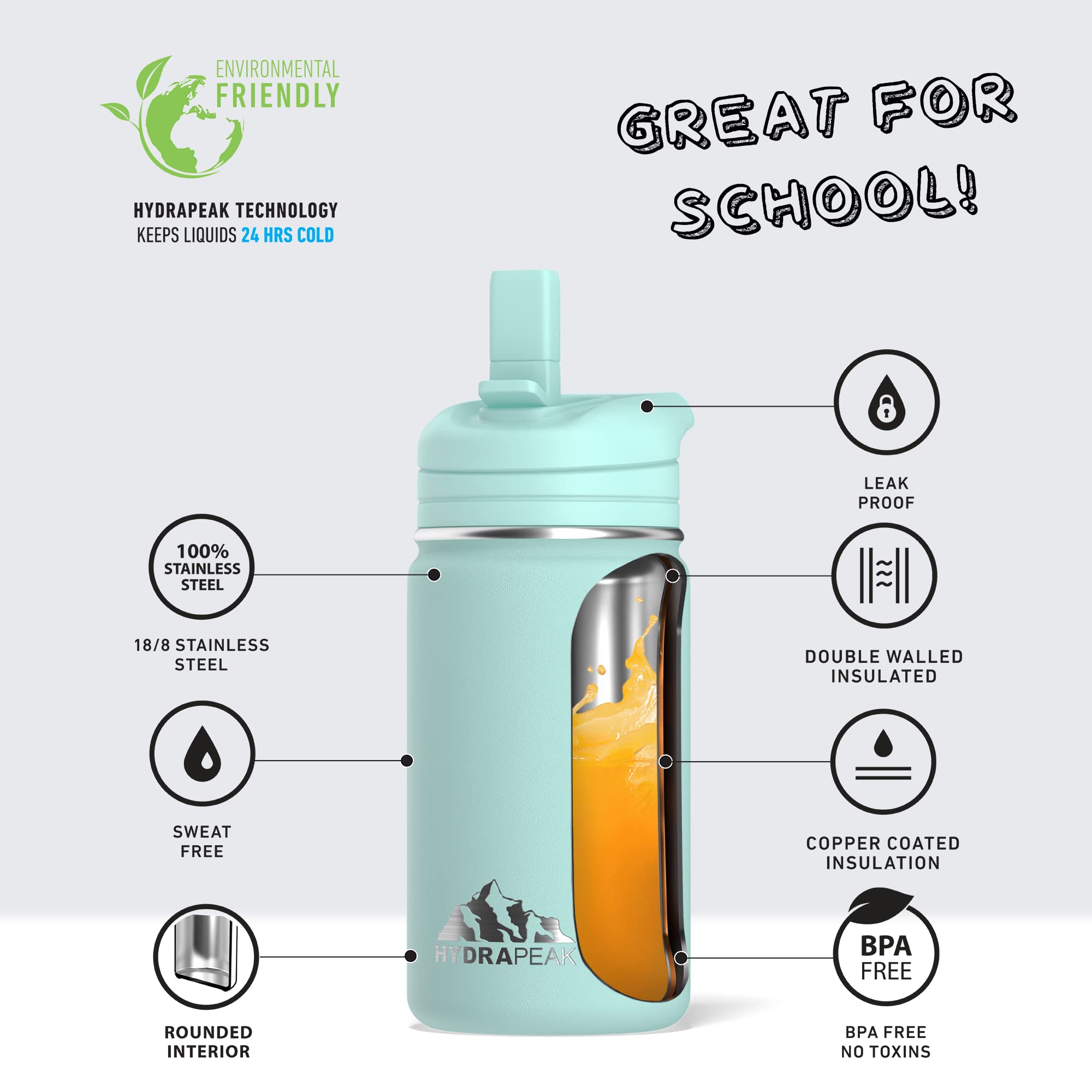 Foto 5 pulgar | Botella De Agua Hydrapeak Mini De Acero Inoxidable Con Aislamiento De 400 Ml - Venta Internacional.