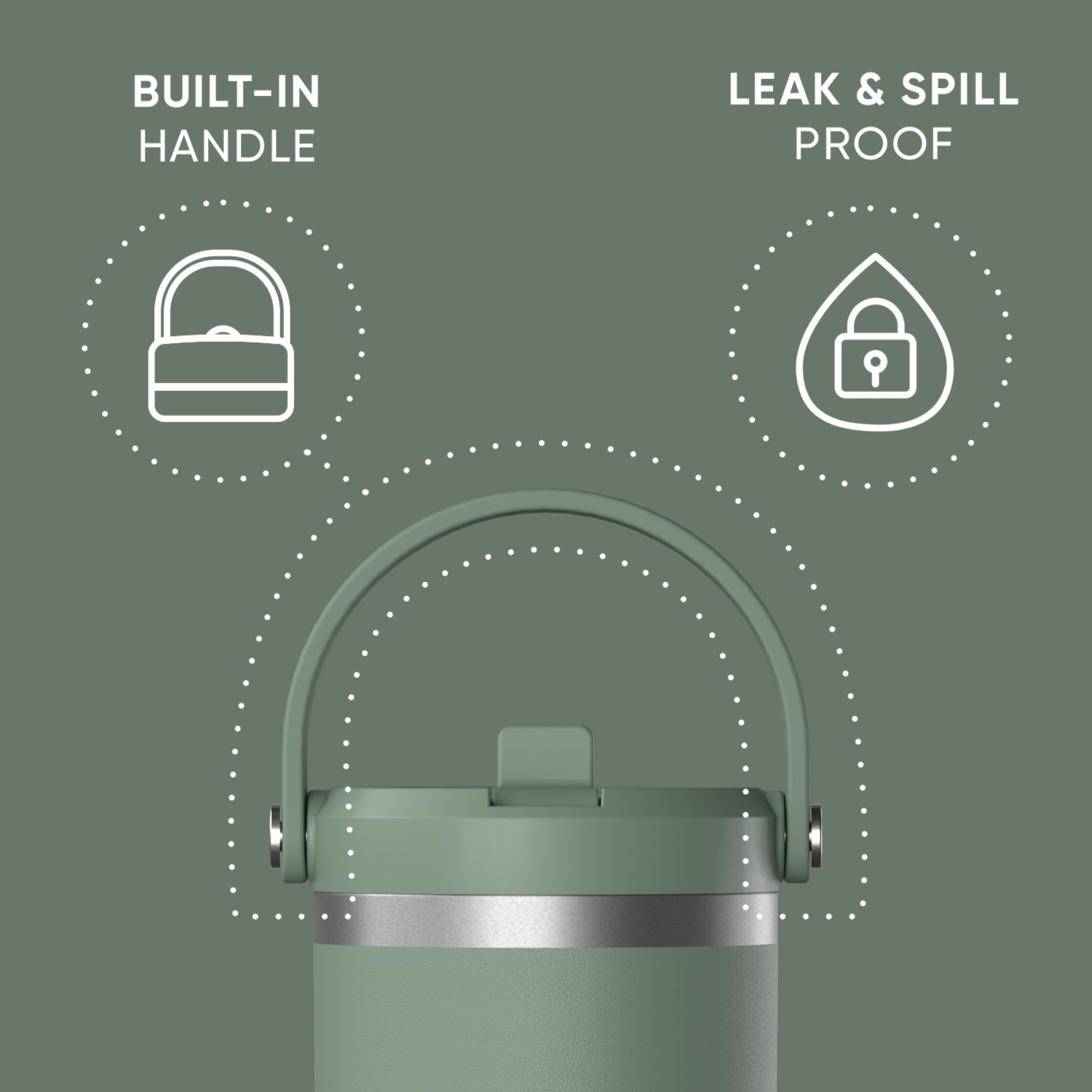 Foto 2 | Vaso Hydrapeak Nomad De 950 Ml Con Asa Y Tapa Con Pajita, Acero Inoxidable - Venta Internacional.