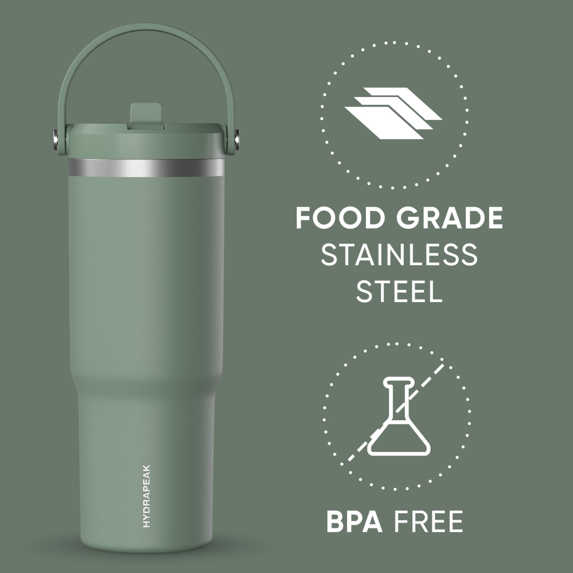 Foto 4 pulgar | Vaso Hydrapeak Nomad De 950 Ml Con Asa Y Tapa Con Pajita, Acero Inoxidable - Venta Internacional.