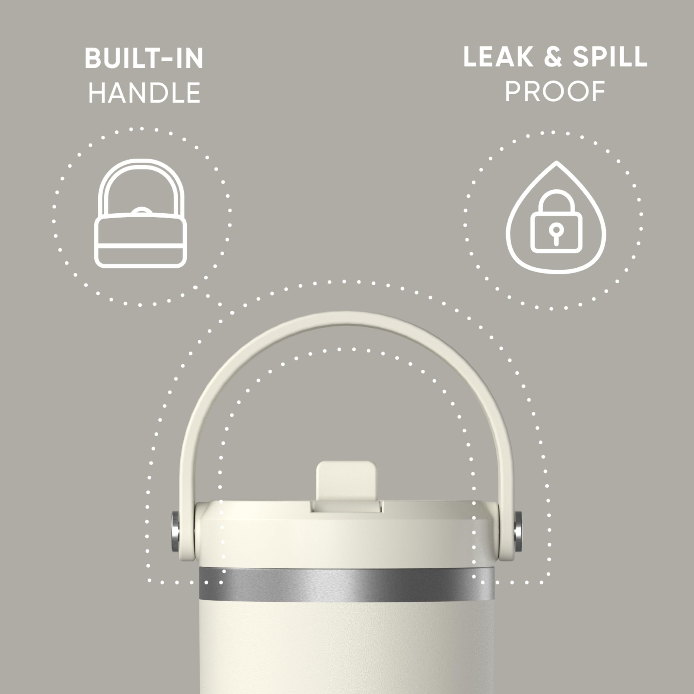 Foto 2 | Vaso Hydrapeak Nomad De 950 Ml Con Asa Y Tapa Con Pajita, Color Marfil - Venta Internacional.