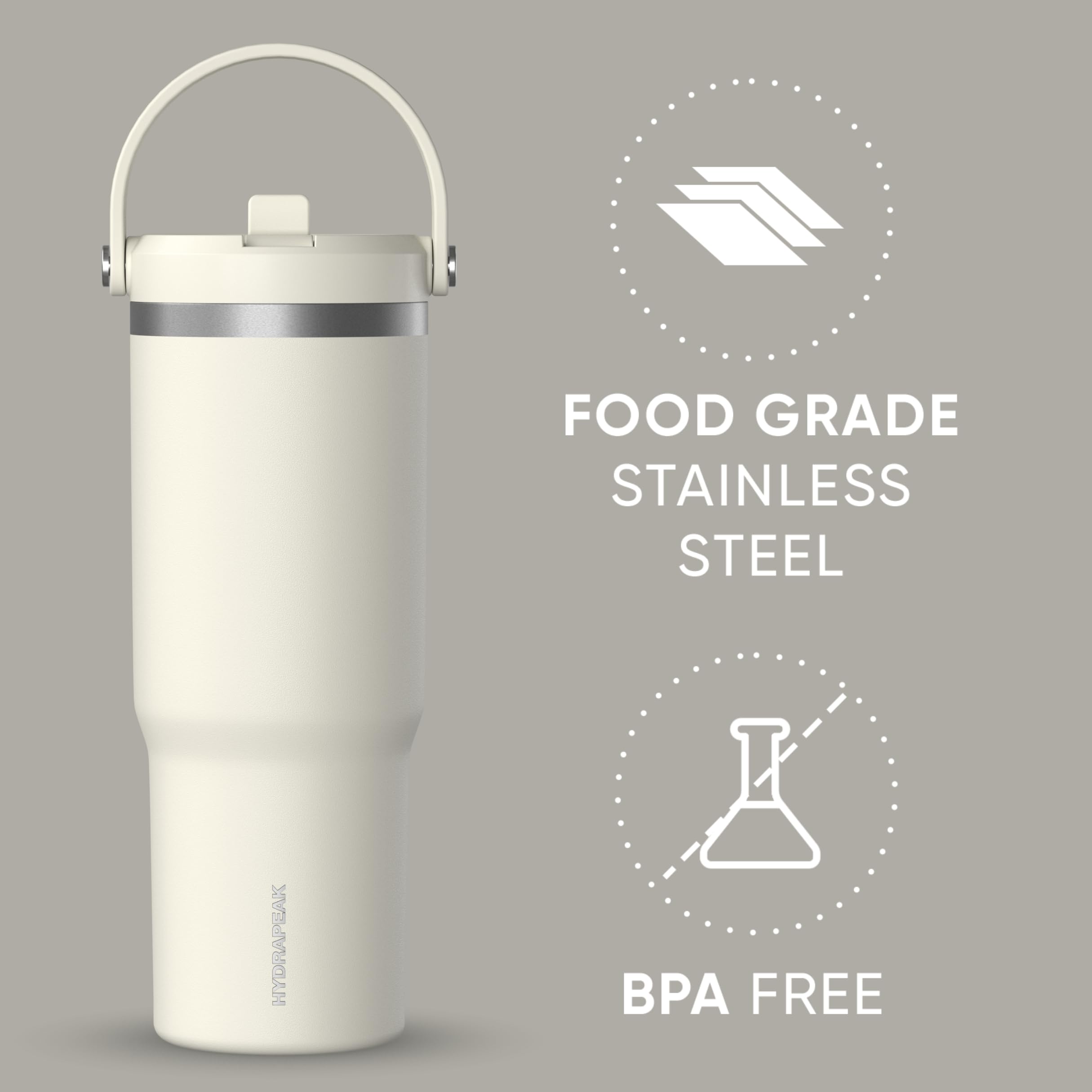 Foto 4 pulgar | Vaso Hydrapeak Nomad De 950 Ml Con Asa Y Tapa Con Pajita, Color Marfil - Venta Internacional.