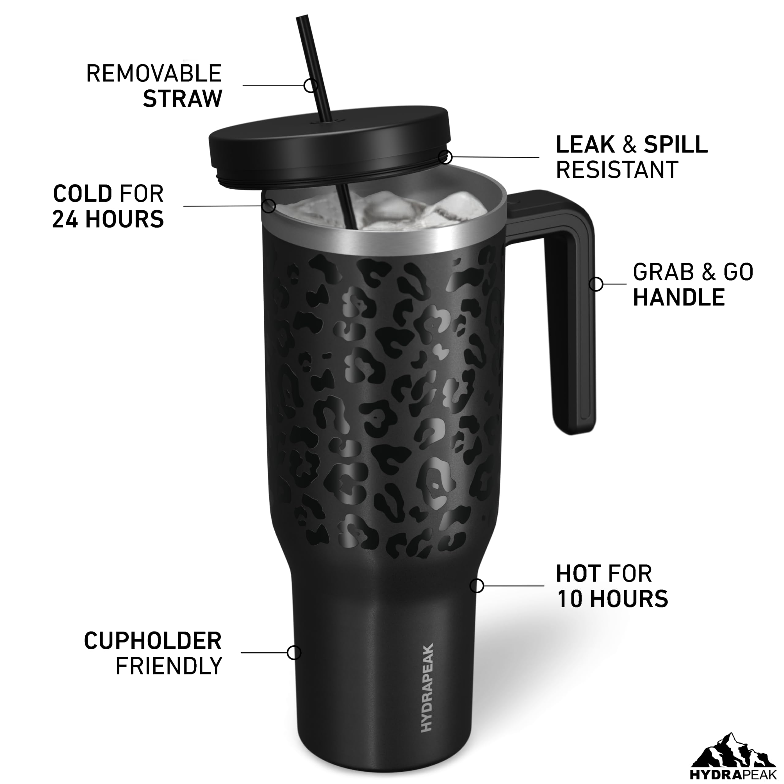 Foto 3 pulgar | Botella De Agua Hydrapeak Voyager 1.2 L De Acero Inoxidable Black Leopard - Venta Internacional.