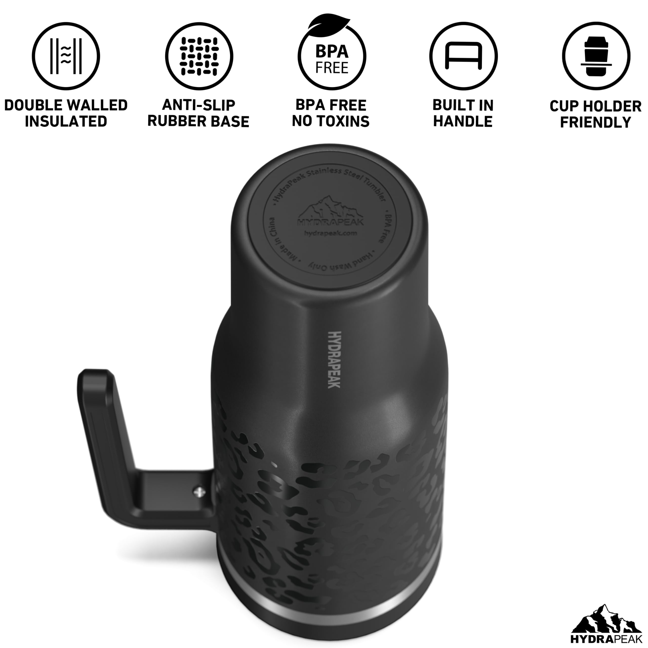 Foto 4 pulgar | Botella De Agua Hydrapeak Voyager 1.2 L De Acero Inoxidable Black Leopard - Venta Internacional.