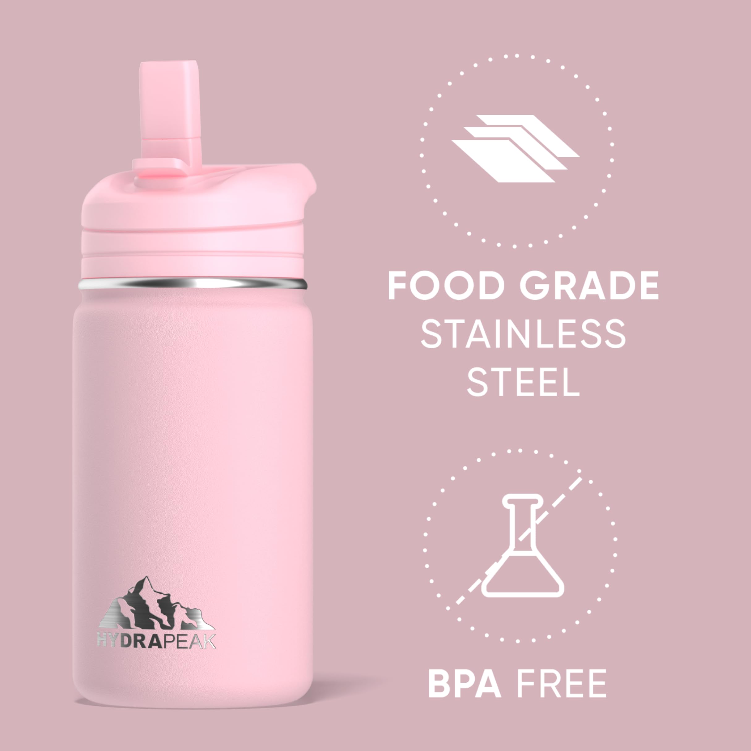 Foto 3 pulgar | Botella De Agua Hydrapeak Mini De Acero Inoxidable De 400 Ml, Color Rosa - Venta Internacional.
