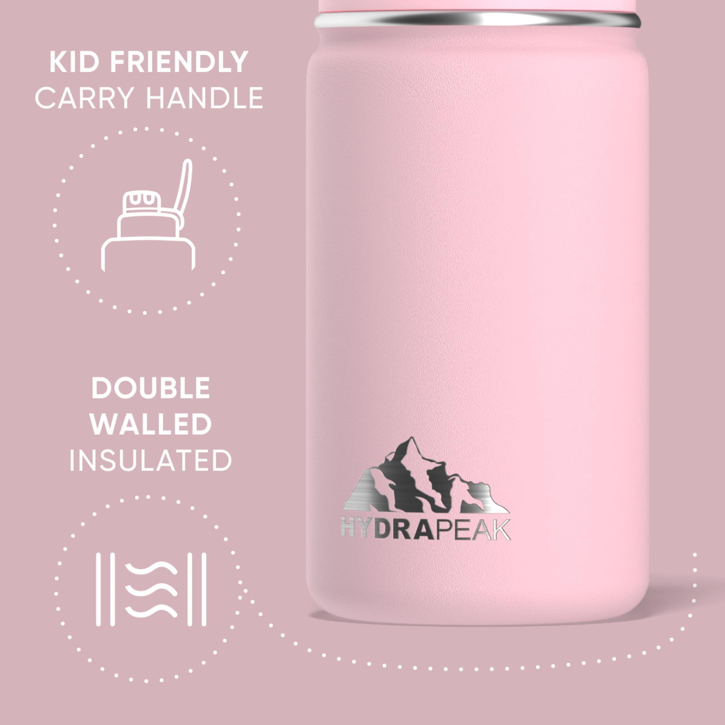 Foto 5 pulgar | Botella De Agua Hydrapeak Mini De Acero Inoxidable De 400 Ml, Color Rosa - Venta Internacional.