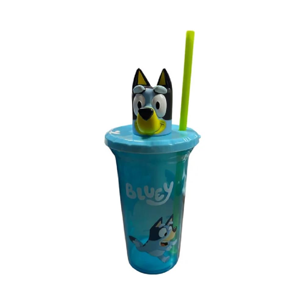 Vaso Para Sorbos Bluey Buddy De Zak Designs Con Pajita Y Tapa, 450 Ml - Venta Internacional.