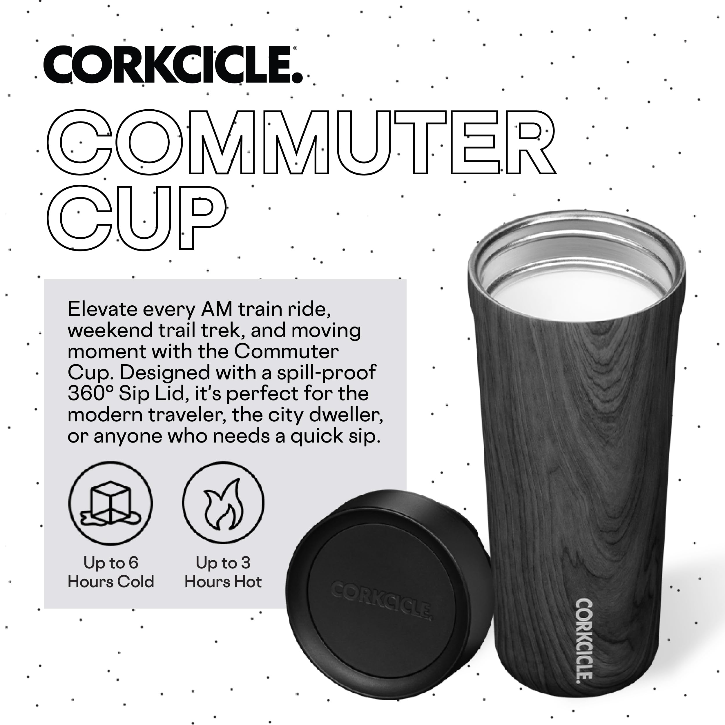 Foto 3 pulgar | Taza De Viaje Corkcicle Commuter Cup, Madera Quemada, 500 Ml, Aislante - Venta Internacional.