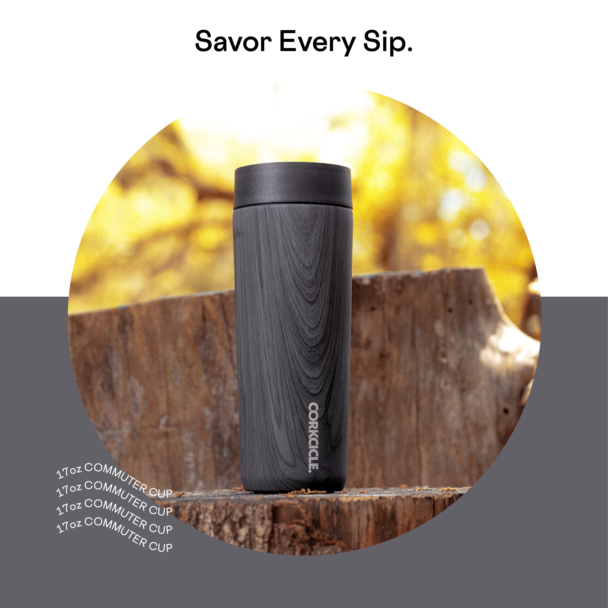 Foto 4 pulgar | Taza De Viaje Corkcicle Commuter Cup, Madera Quemada, 500 Ml, Aislante - Venta Internacional.