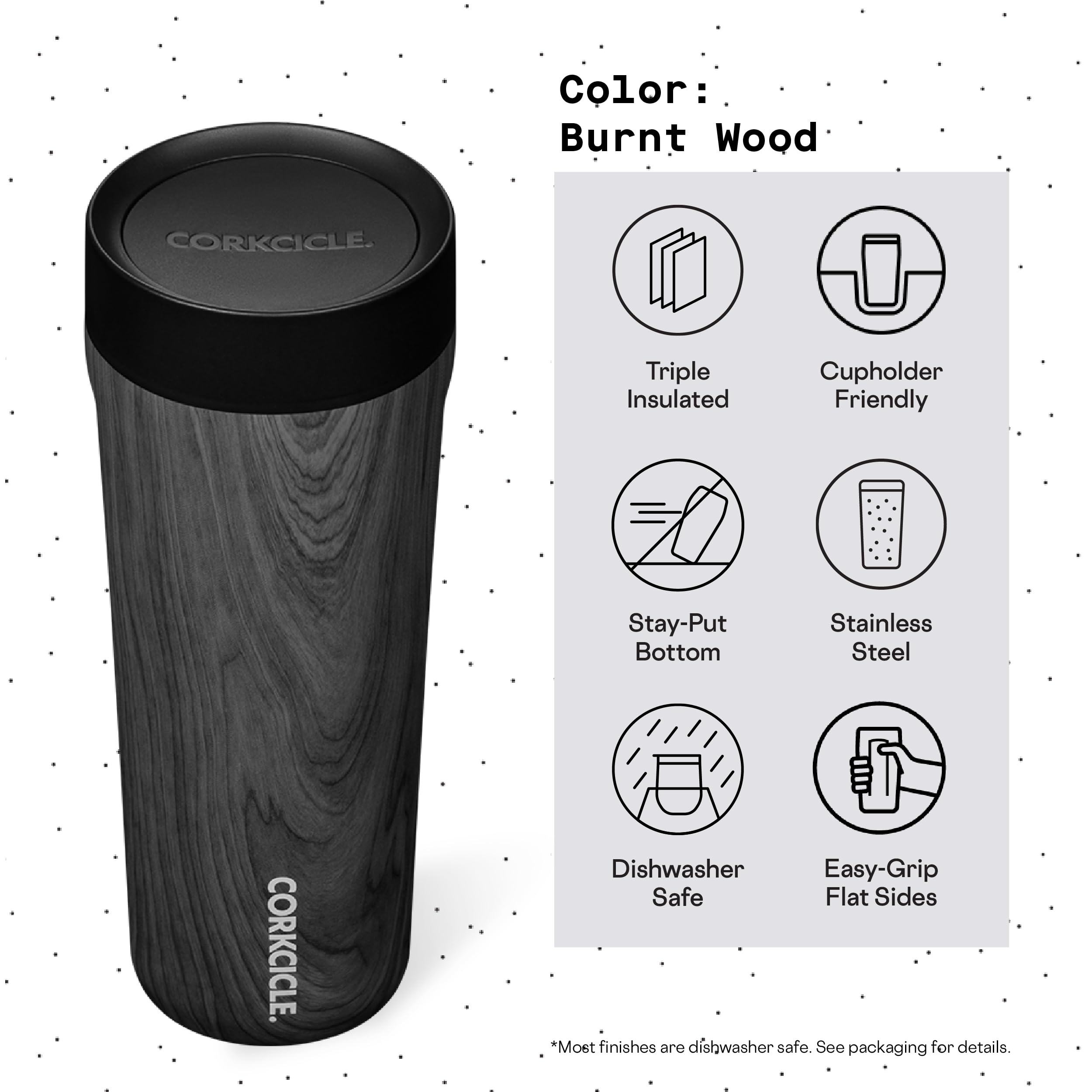 Foto 4 | Taza De Viaje Corkcicle Commuter Cup, Madera Quemada, 500 Ml, Aislante - Venta Internacional.