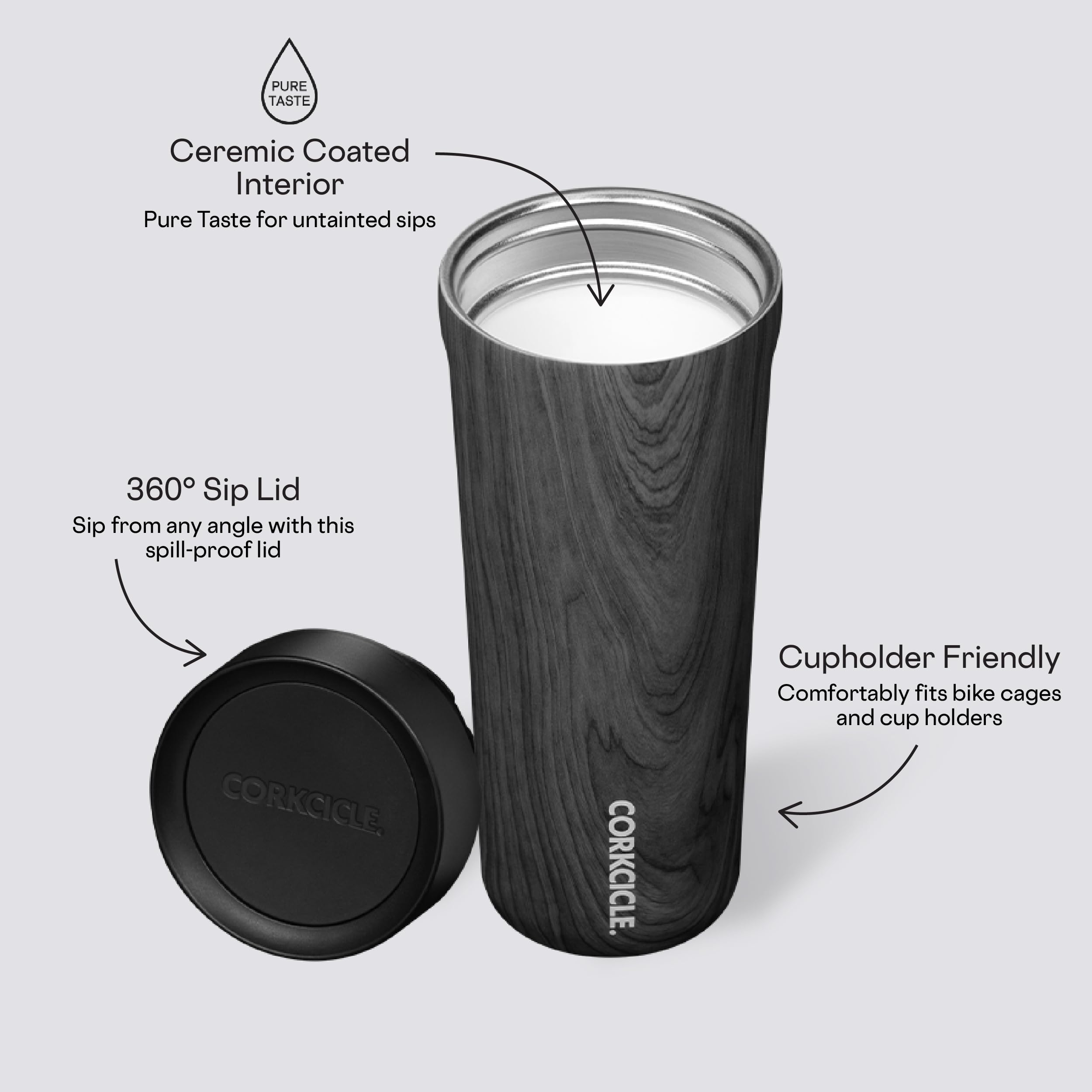 Foto 6 | Taza De Viaje Corkcicle Commuter Cup, Madera Quemada, 500 Ml, Aislante - Venta Internacional.