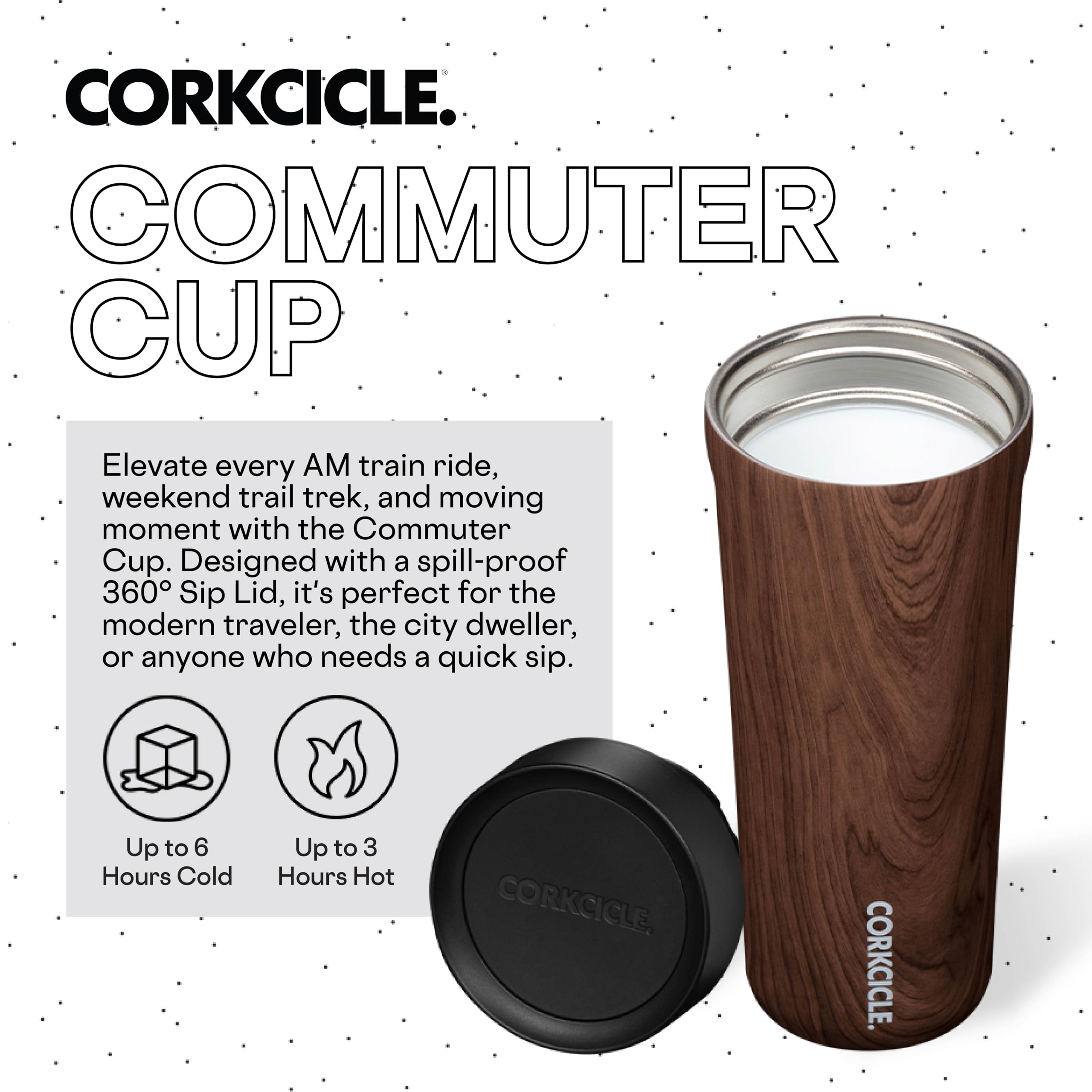 Foto 2 | Taza De Viaje Corkcicle Commuter Cup, Madera De Nogal, 500 Ml - Venta Internacional.