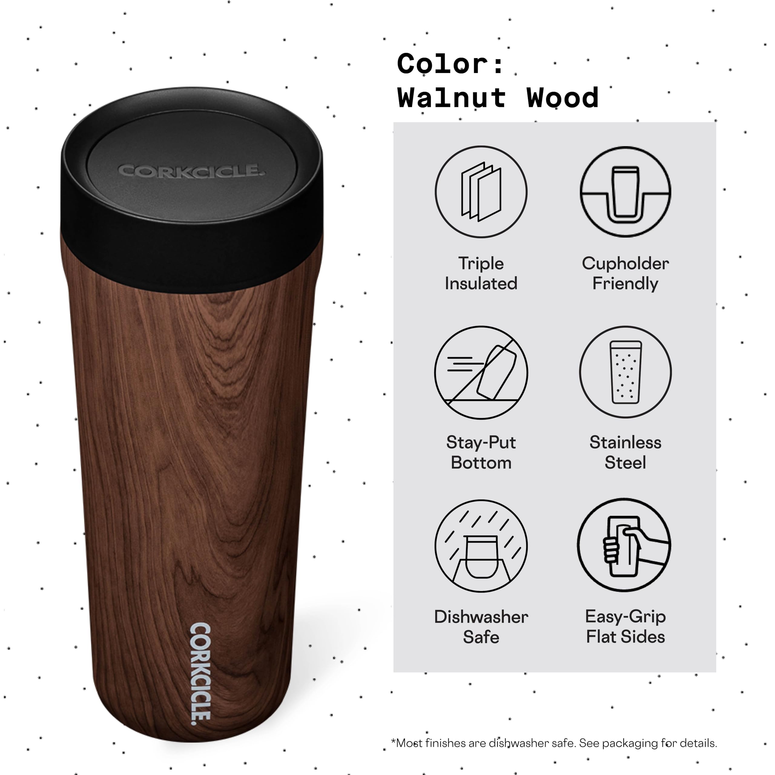 Foto 4 | Taza De Viaje Corkcicle Commuter Cup, Madera De Nogal, 500 Ml - Venta Internacional.