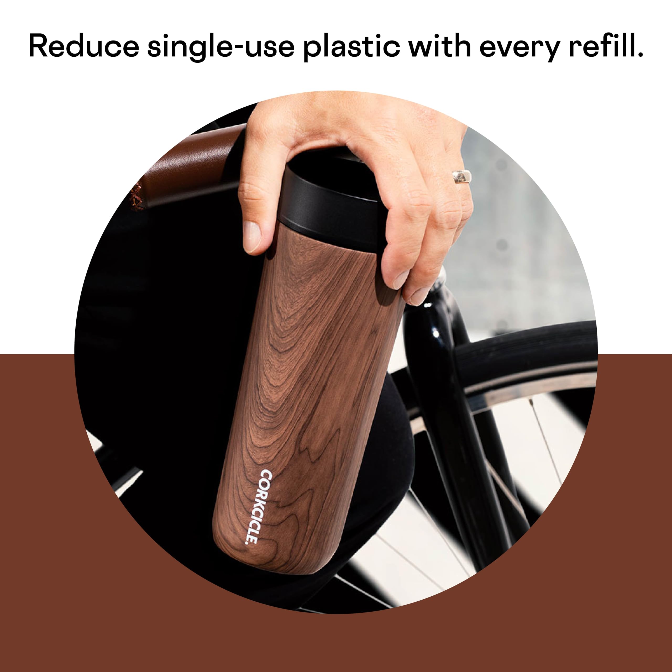 Foto 6 pulgar | Taza De Viaje Corkcicle Commuter Cup, Madera De Nogal, 500 Ml - Venta Internacional.