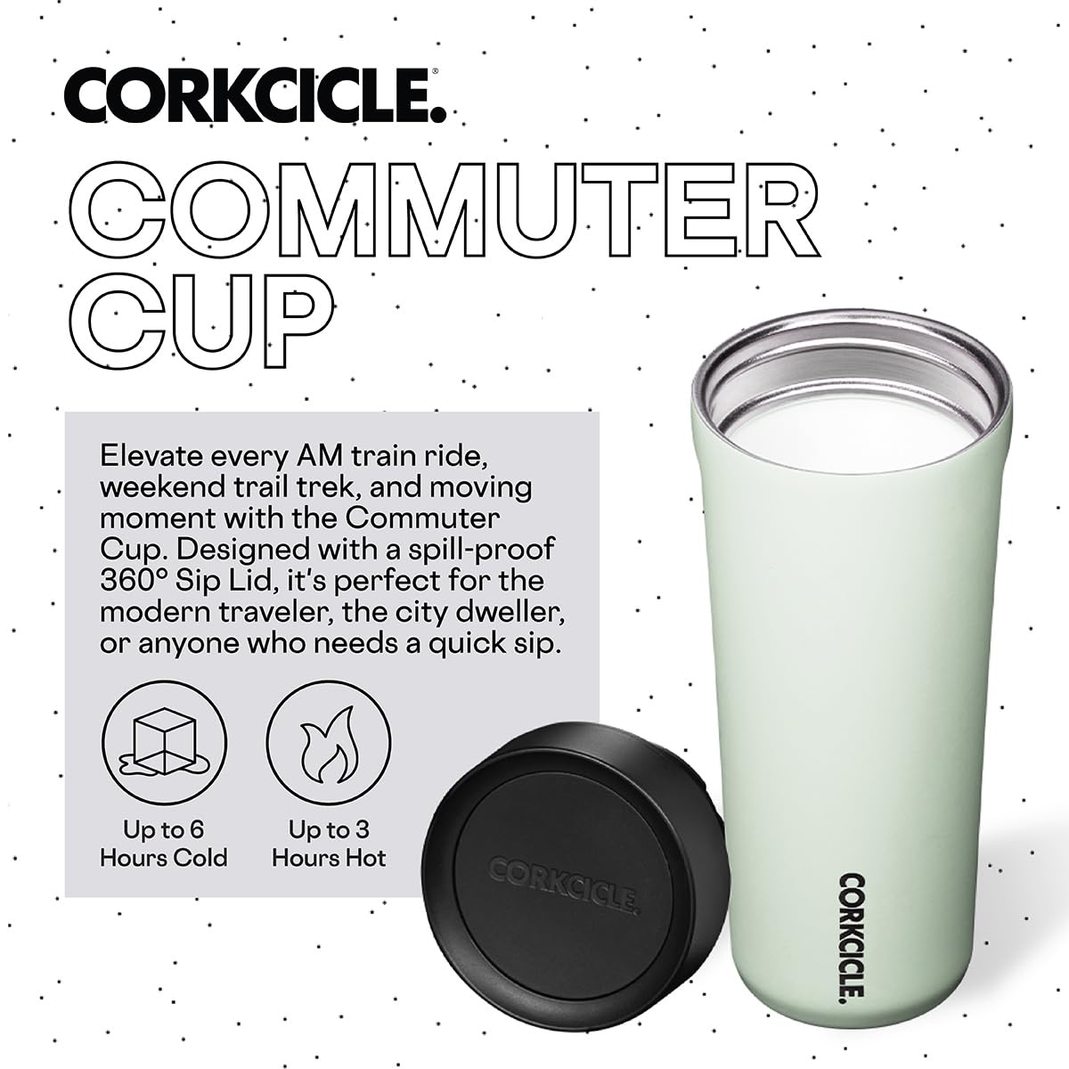 Foto 3 pulgar | Taza De Viaje Corkcicle Commuter Cup Sage Mist, 500 Ml, Aislante - Venta Internacional.